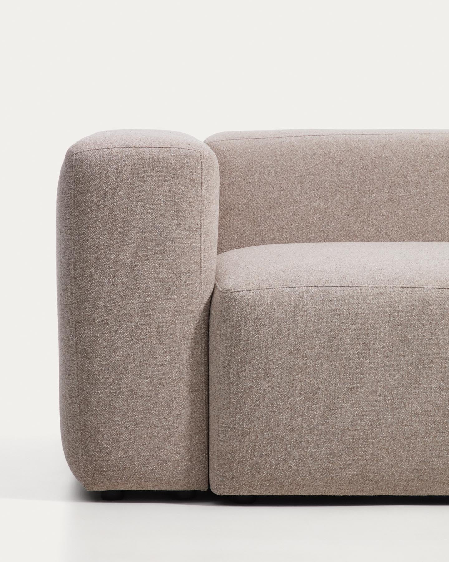 5-Sitzer-Ecksofa Blok mit Randmodul links in beiger Chenille, 320 x 255 cm, FSC Mix Credit in Beige präsentiert im Onlineshop von KAQTU Design AG. L-Sofa links ist von Kave Home