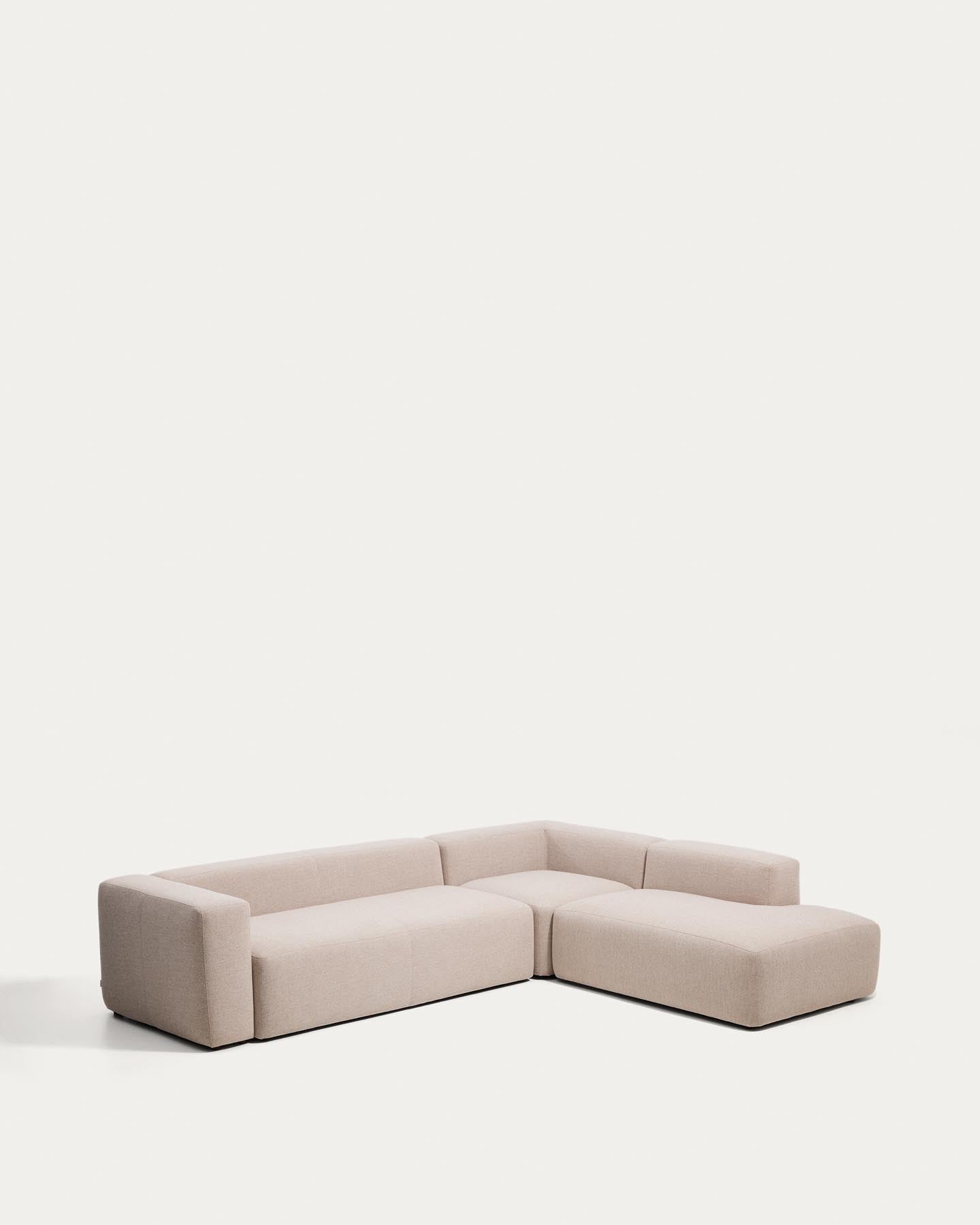 5-Sitzer-Ecksofa Blok mit Randmodul links in beiger Chenille, 320 x 255 cm, FSC Mix Credit in Beige präsentiert im Onlineshop von KAQTU Design AG. L-Sofa links ist von Kave Home