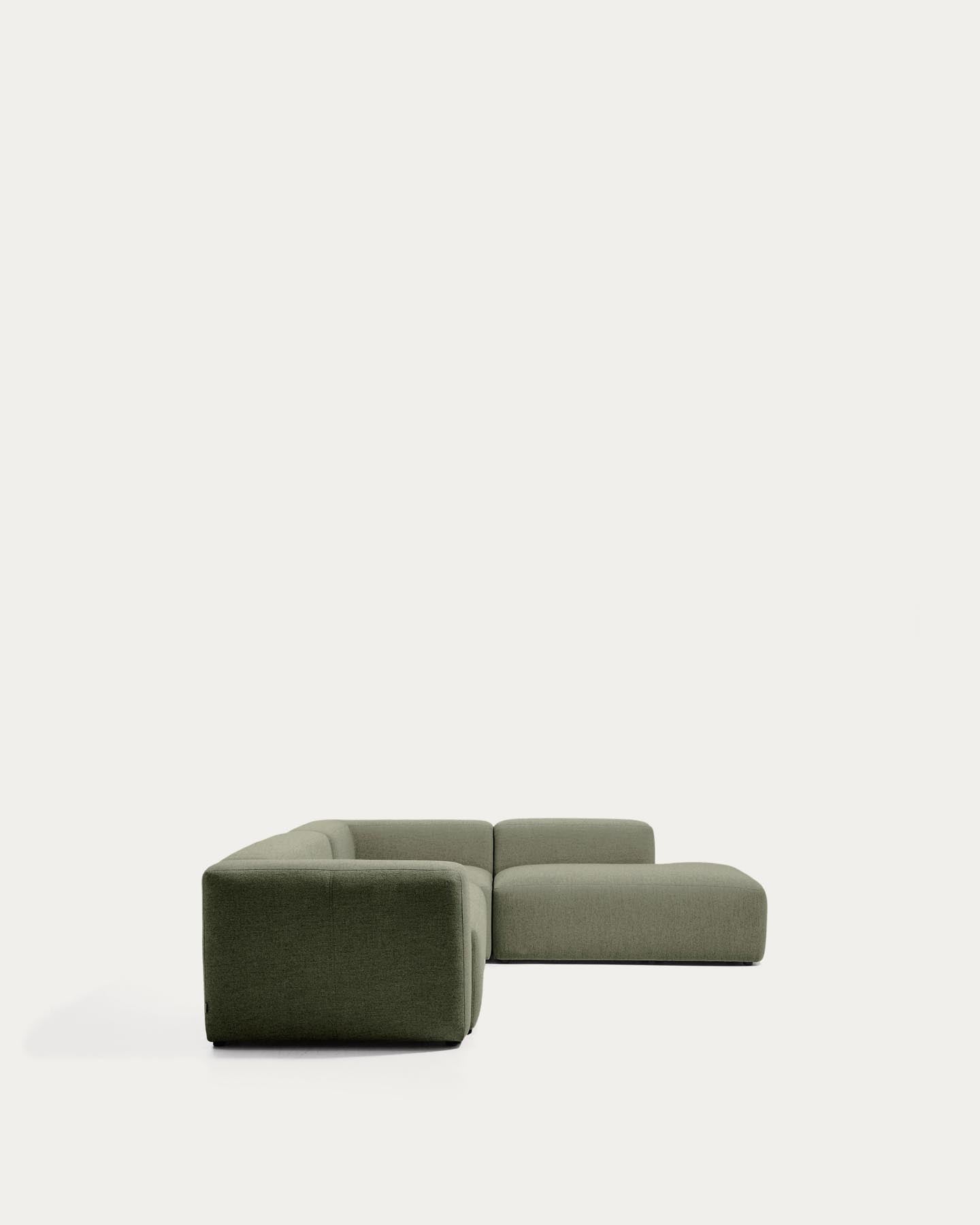 5-Sitzer-Ecksofa Blok mit Randmodul links in moosgrüner Chenille, 320 x 255 cm, FSC Mix Credit in Grün präsentiert im Onlineshop von KAQTU Design AG. L-Sofa links ist von Kave Home