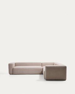 Divano angolare a 5 posti <tc>Blok</tc> in ciniglia beige, 320 x 290 cm/290 x 320 cm, FSC Mix Credit