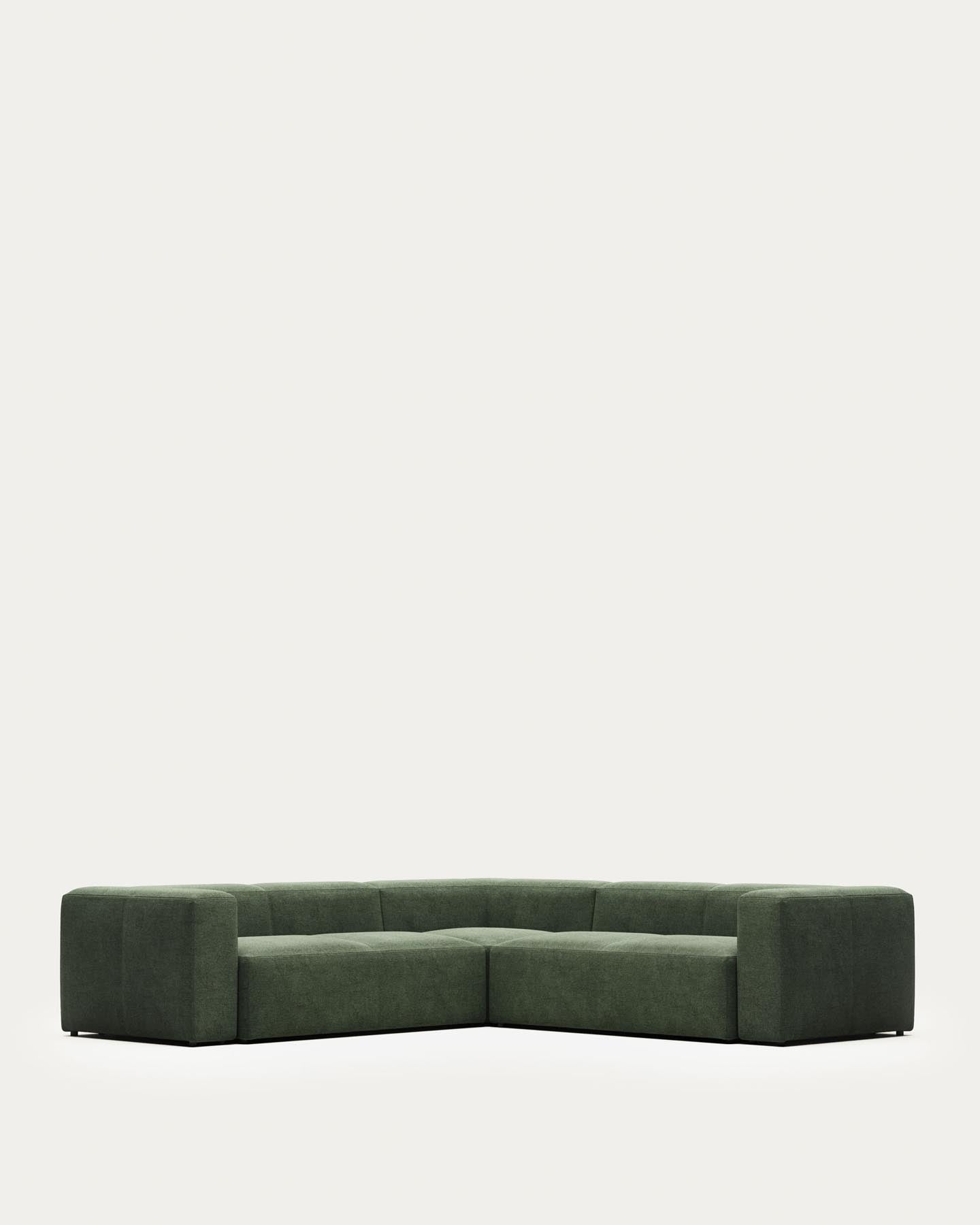 4-Sitzer-Ecksofa Blok, schwer entflammbar mit grüner Chenille, 290 x 290 cm in Grün präsentiert im Onlineshop von KAQTU Design AG. Ecksofa ist von Kave Home