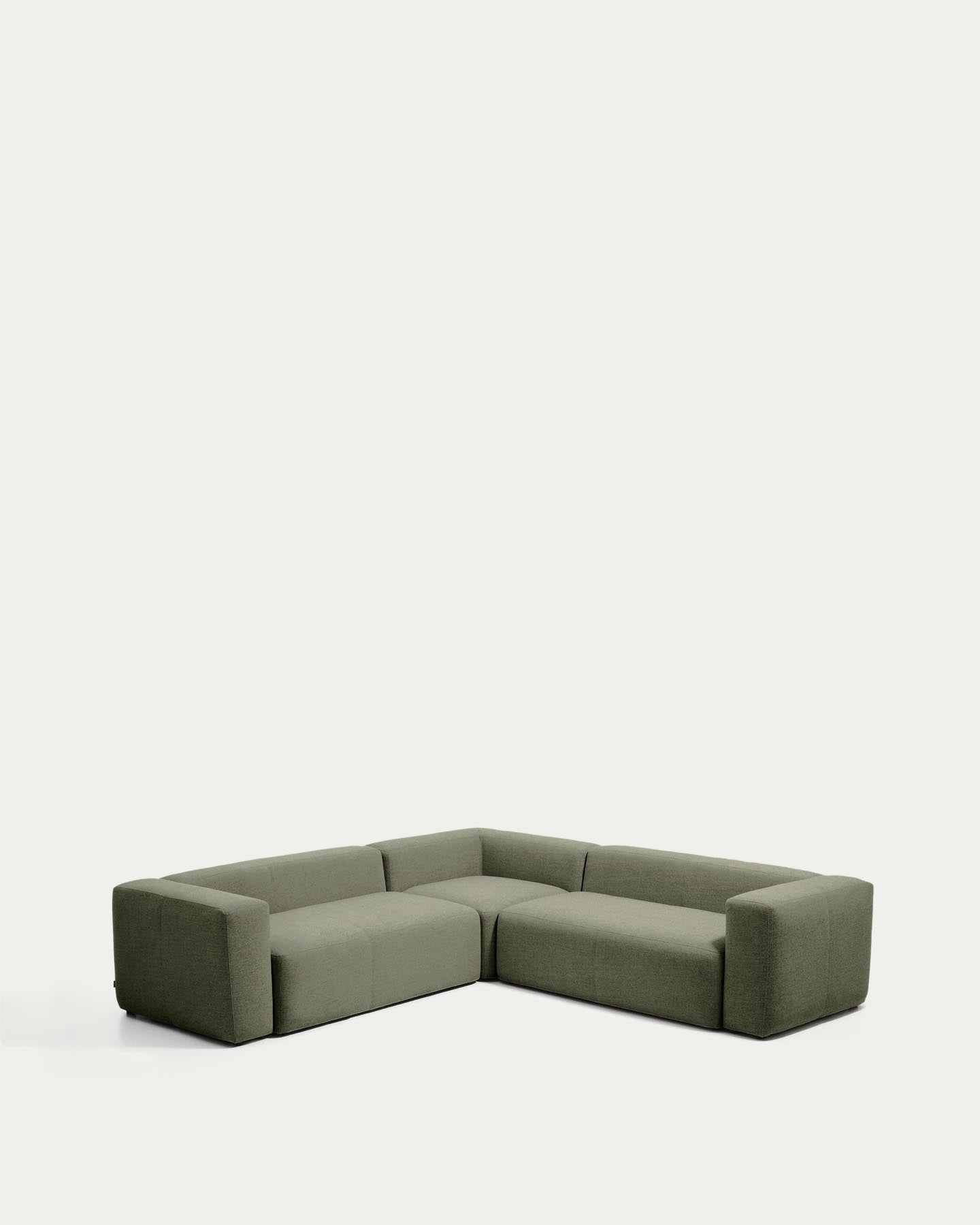 4-Sitzer-Ecksofa Blok in moosgrüner Chenille, 290 x 290 cm, FSC Mix Credit in Grün präsentiert im Onlineshop von KAQTU Design AG. Ecksofa ist von Kave Home