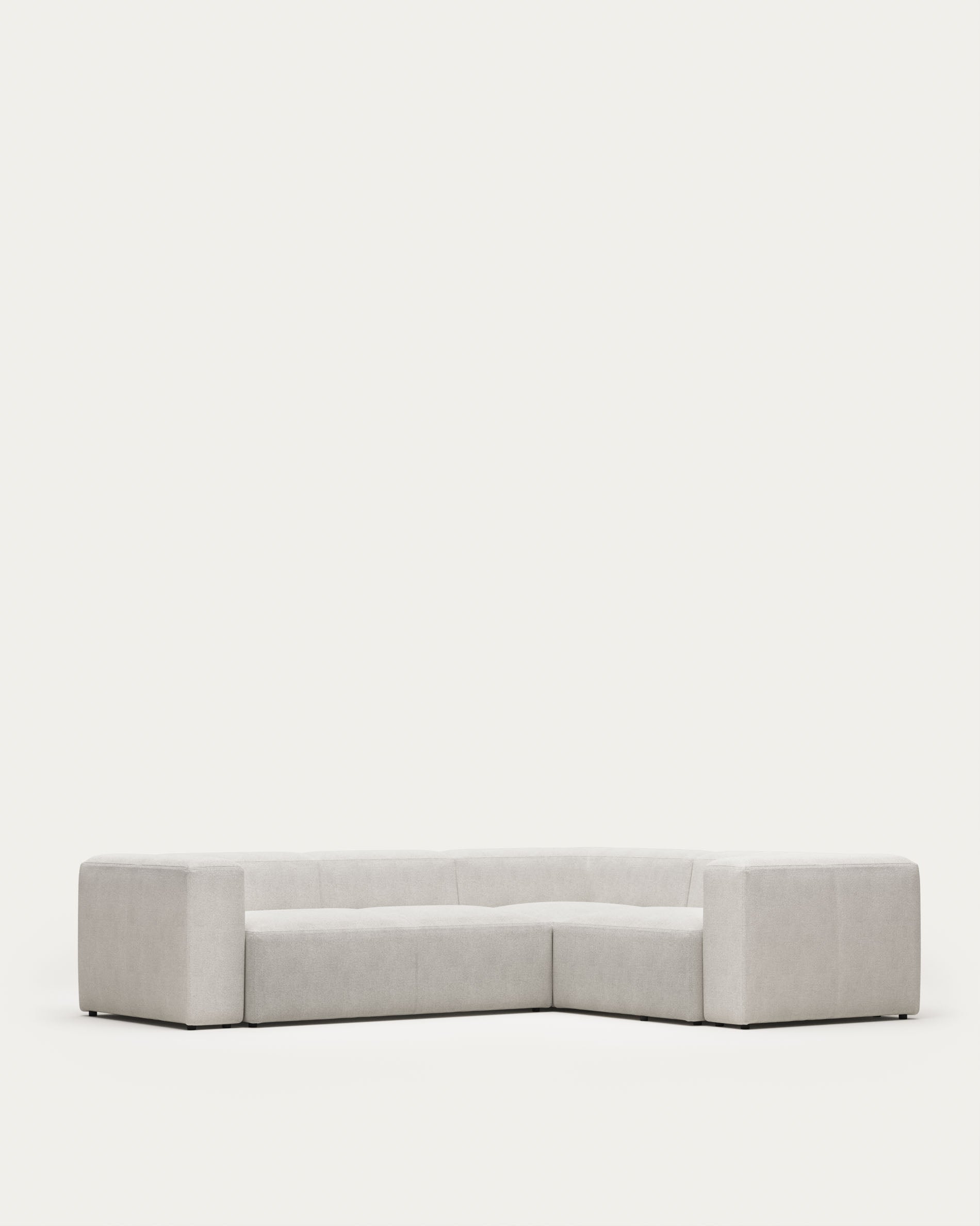 Blok 3-Sitzer-Ecksofa in Bouclé weiss 290 x 230 cm / 230 x 290 cm FR in Weiss präsentiert im Onlineshop von KAQTU Design AG. Ecksofa ist von Kave Home