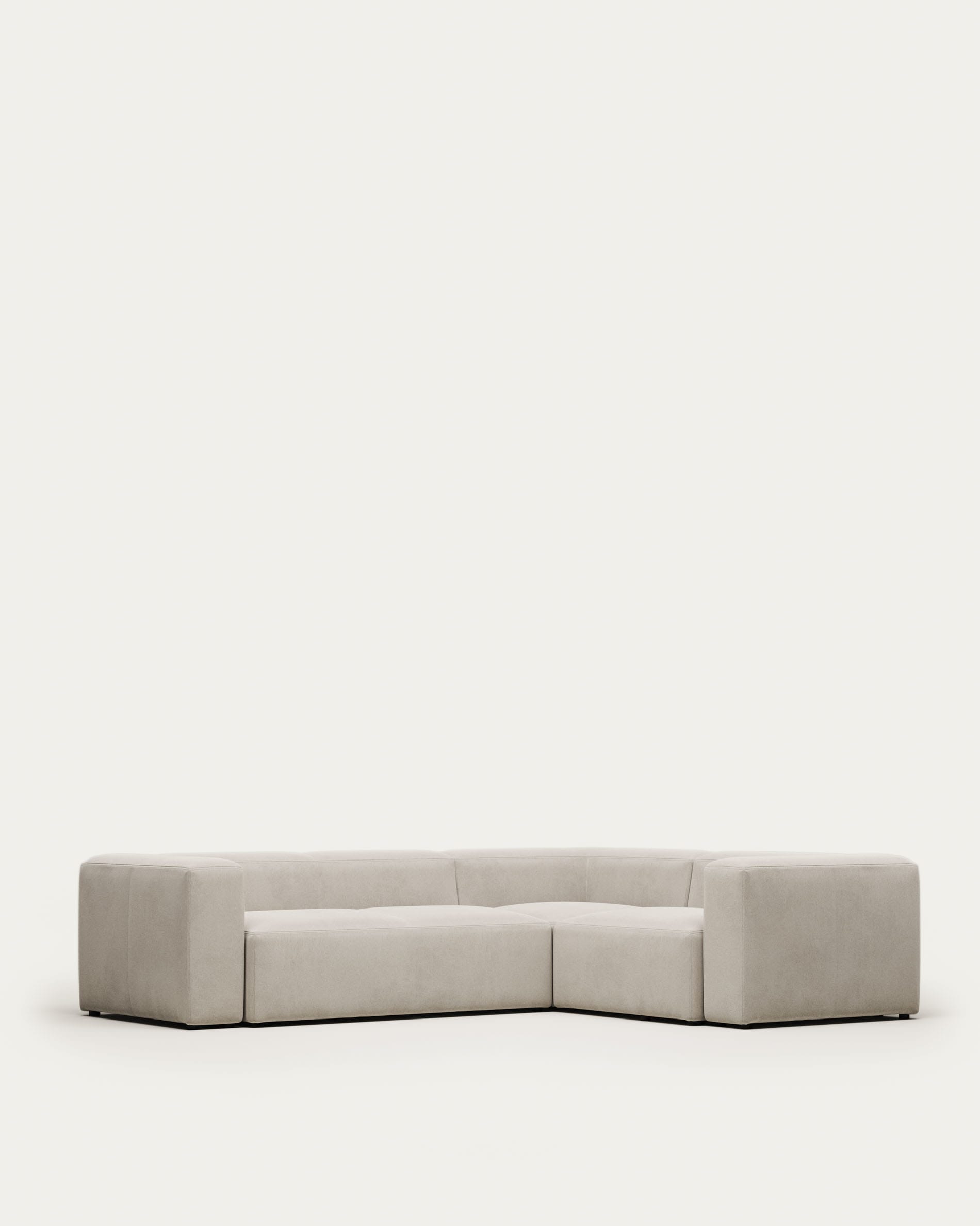 Elegantes Blok 3-Sitzer Ecksofa in Beige, 290x230 cm, aus hochwertigem Stoff. FSC-zertifiziert, ideal für moderne Wohnräume.