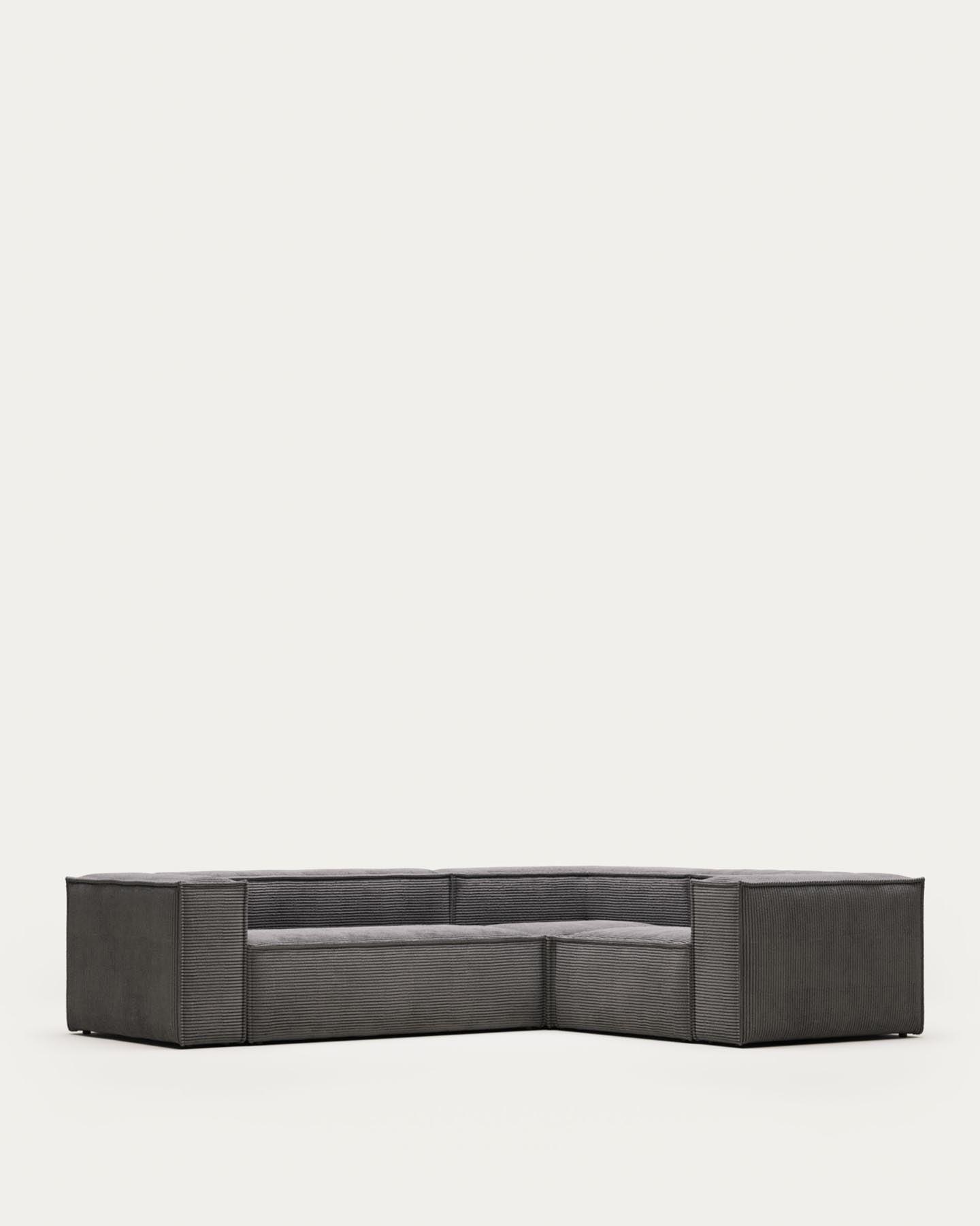 3-Sitzer-Ecksofa Blok, schwer entflammbar mit dickem, grauen Cord, 290 x 230 cm / 230 x 290 cm, FSC Mix Credit in Grau präsentiert im Onlineshop von KAQTU Design AG. Ecksofa ist von Kave Home