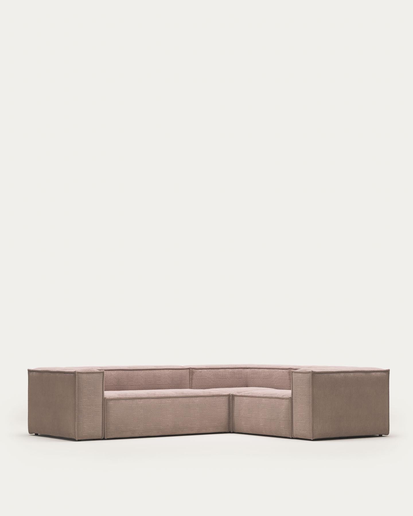 Blok 3-Sitzer-Ecksofa breiter Cord rosa 290 x 230 cm / 230 cm 290 cm FR in Rosa präsentiert im Onlineshop von KAQTU Design AG. Ecksofa ist von Kave Home