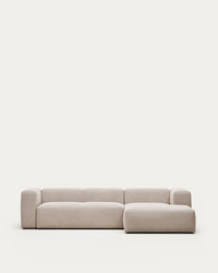 divano a 3 posti <tc>Blok</tc> con ciniglia beige e chais<tc>elo</tc>lingua destra 300 cm FSC Mix Credit