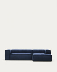 divano a 3 posti <tc>Blok</tc> con chais<tc>elo</tc>Destro, ignifugo con corda spessa blu, 300 cm, FSC Mix Credit
