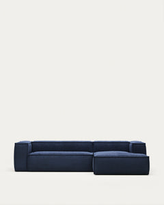 divano a 3 posti <tc>Blok</tc> con chais<tc>elo</tc>Destro, ignifugo con corda spessa blu, 300 cm, FSC Mix Credit