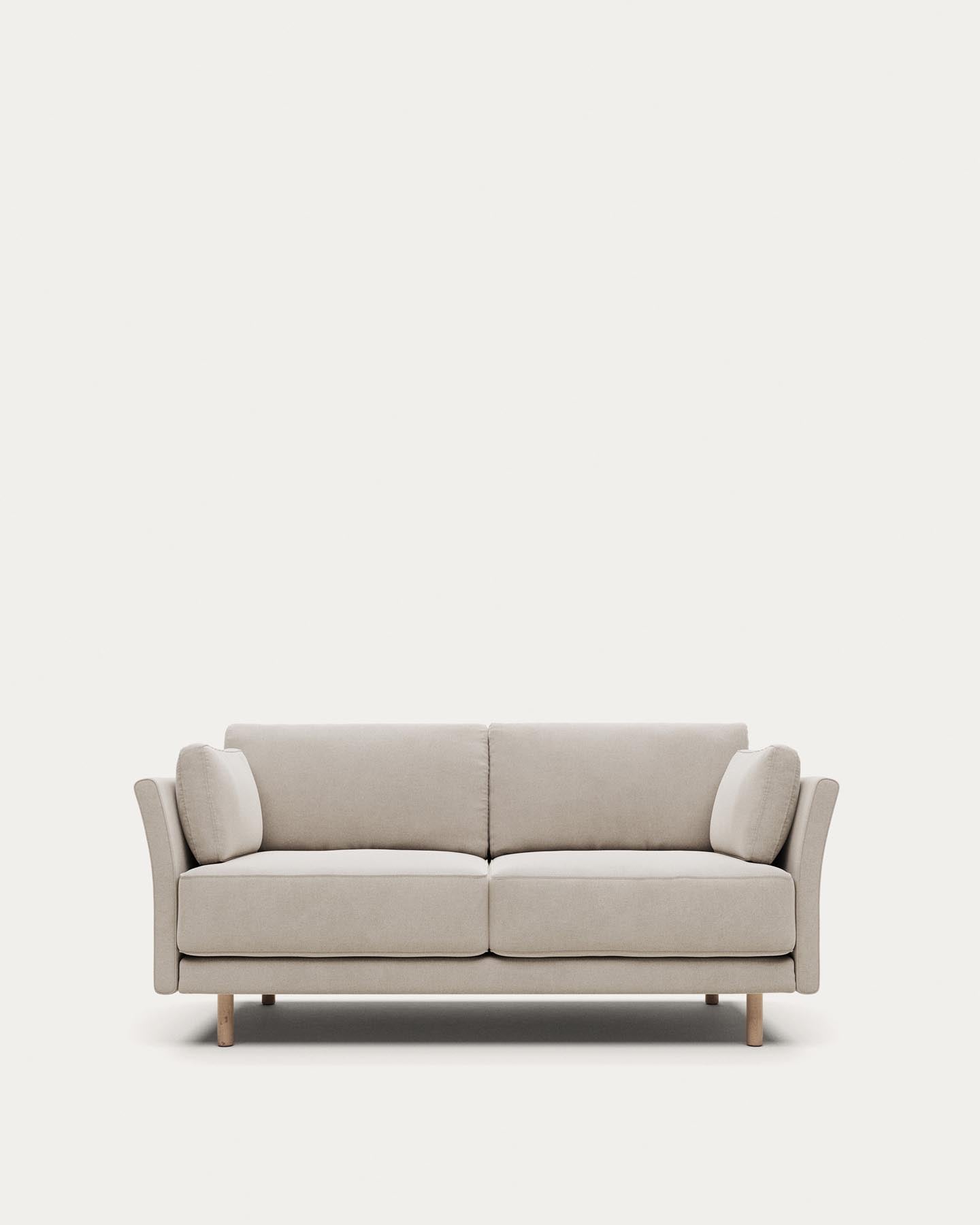 2-Sitzer-Sofa Gilma, schwer entflammbar mit weisser Chenille und Beinen mit naturfarbenem Finish, 170 cm