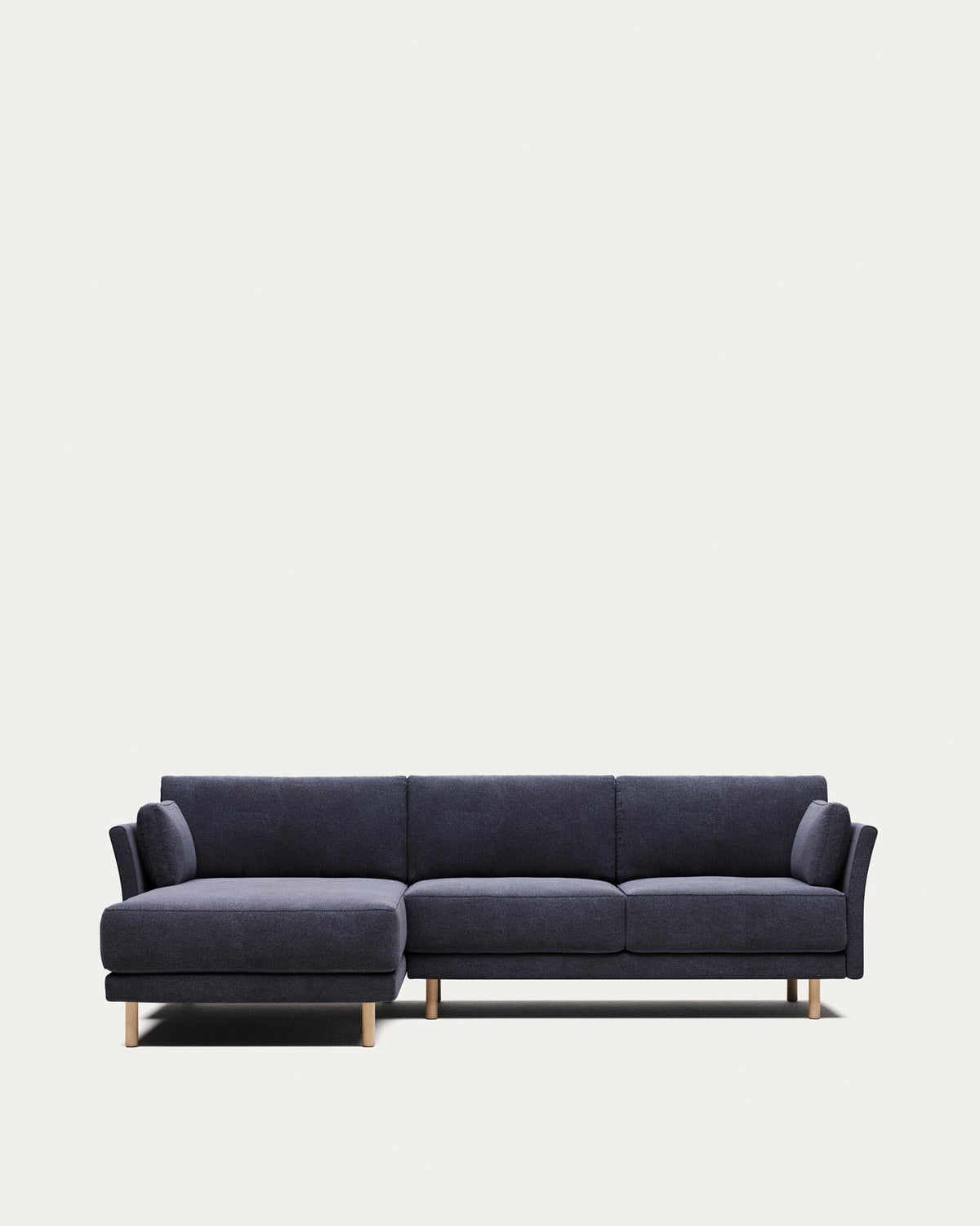 Gilma 3-seater sofa with right/left chaise longue, flame retardant with blue chenille