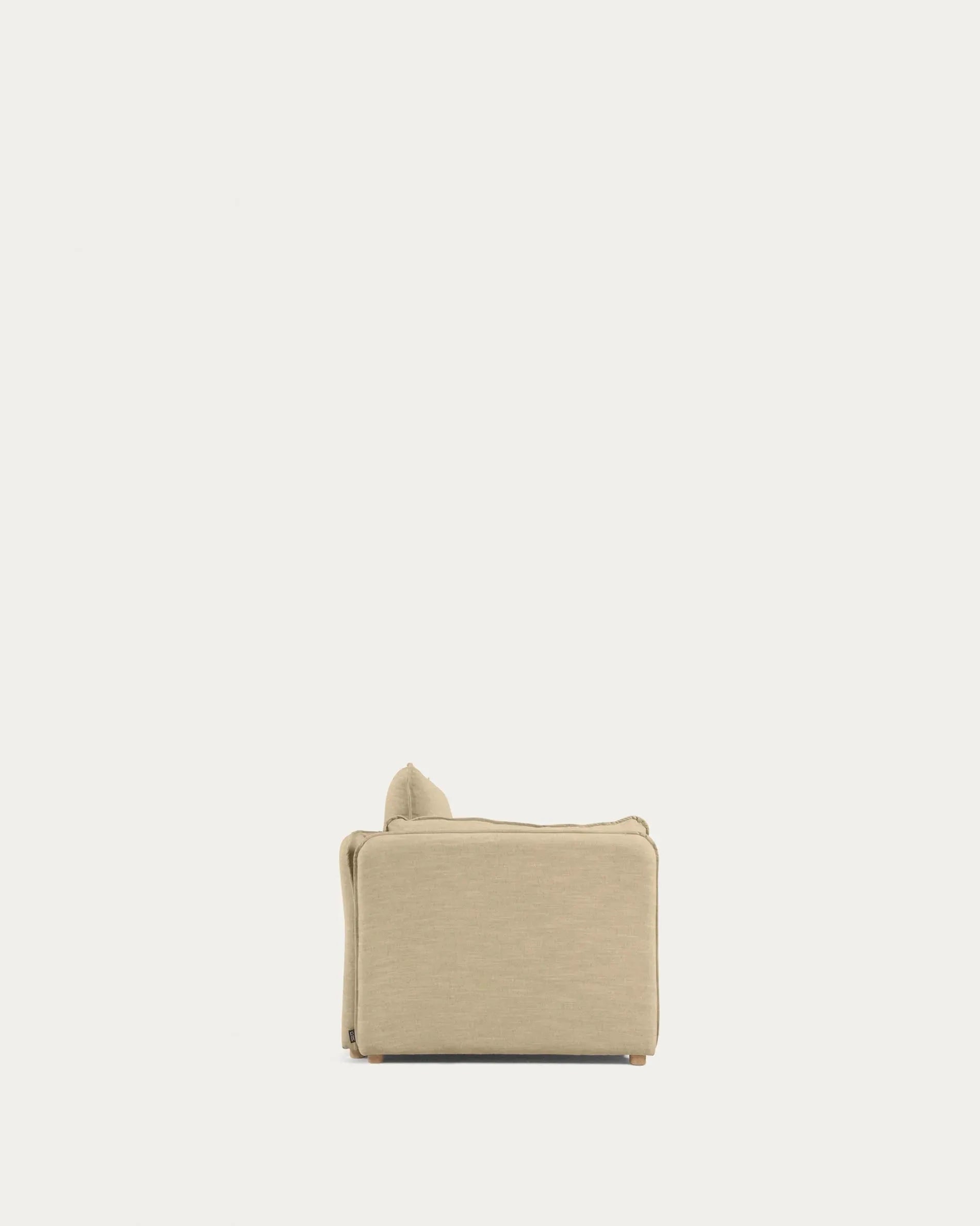 Beiges Tanit Schlafsofa, 210 cm, mit FSC-zertifizierten Buchenholzbeinen, stilvoll und nachhaltig für moderne Wohnräume.