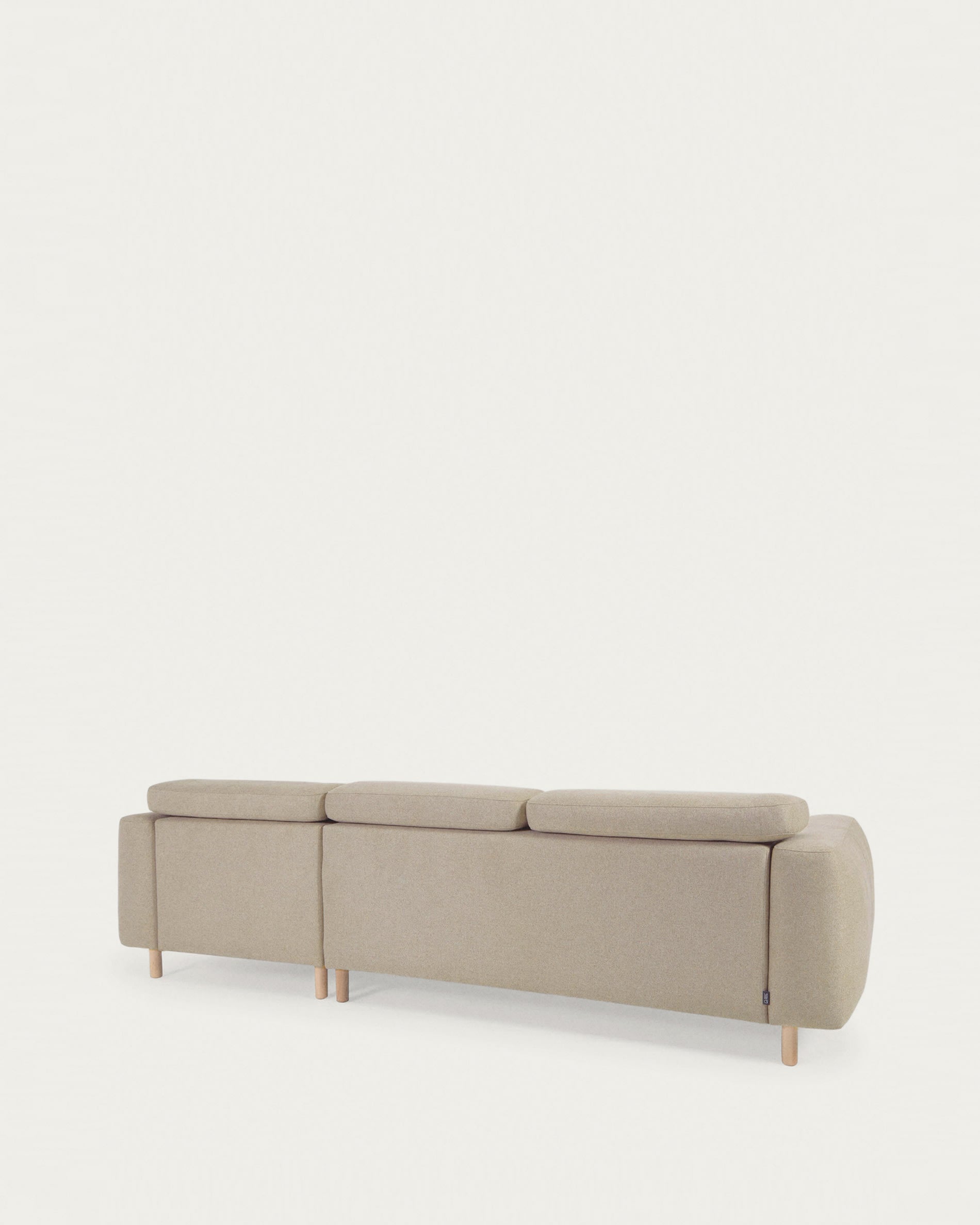 Singa 3-Sitzer Sofa mit Chaiselongue rechts, beige, 296 cm, verstellbare Kopfstütze, ausziehbarer Sitz, FSC-zertifiziert.