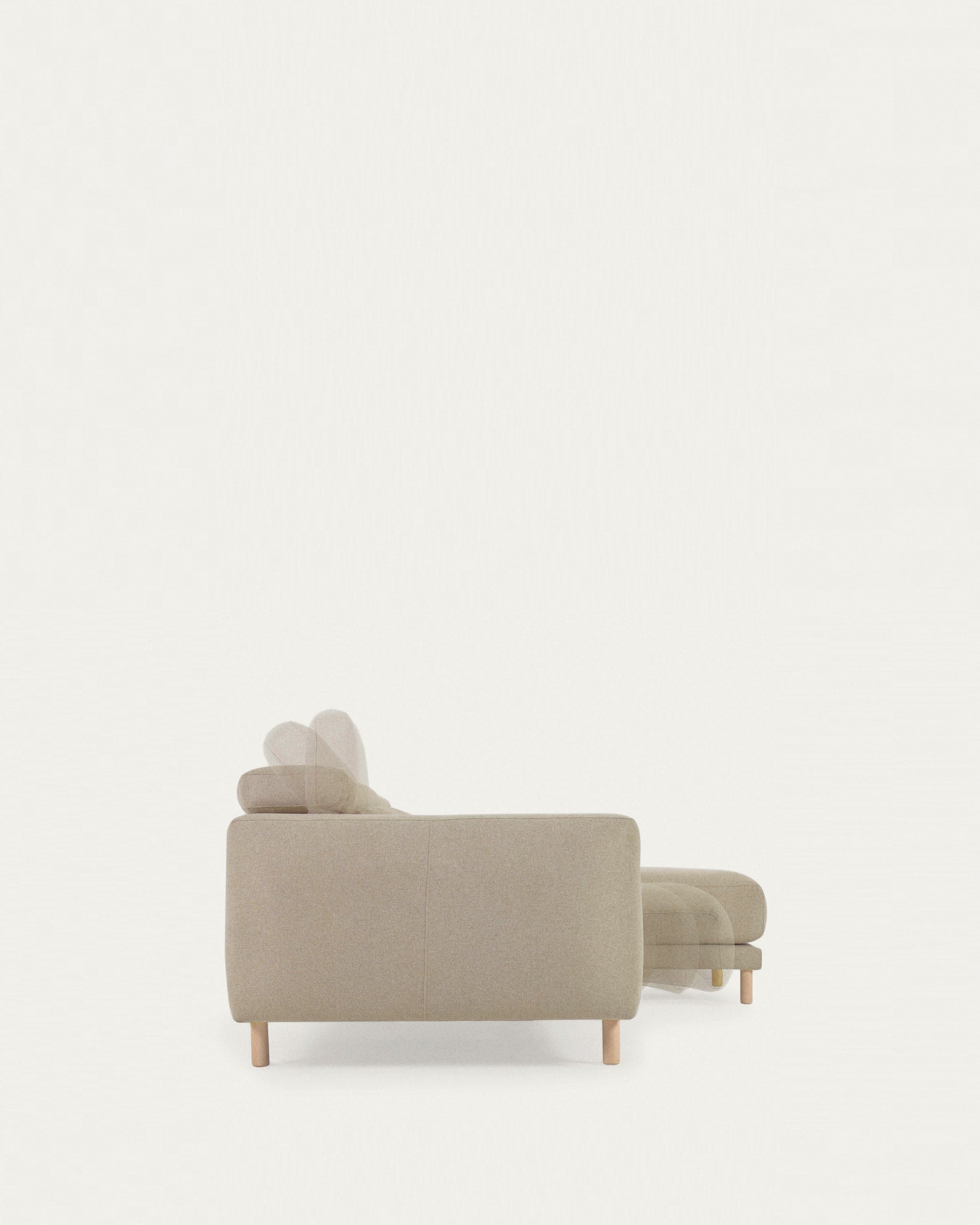 Singa 3-Sitzer Sofa mit rechter Chaiselongue, beige, 296 cm, verstellbare Kopfstütze, ausziehbarer Sitz, FSC-zertifiziert.