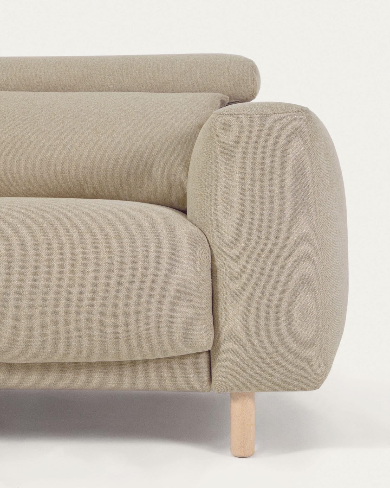 Das Singa Sofa bietet mit Chaiselongue links, verstellbarer Kopfstütze und ausziehbarem Sitz in Beige Komfort und Stil.