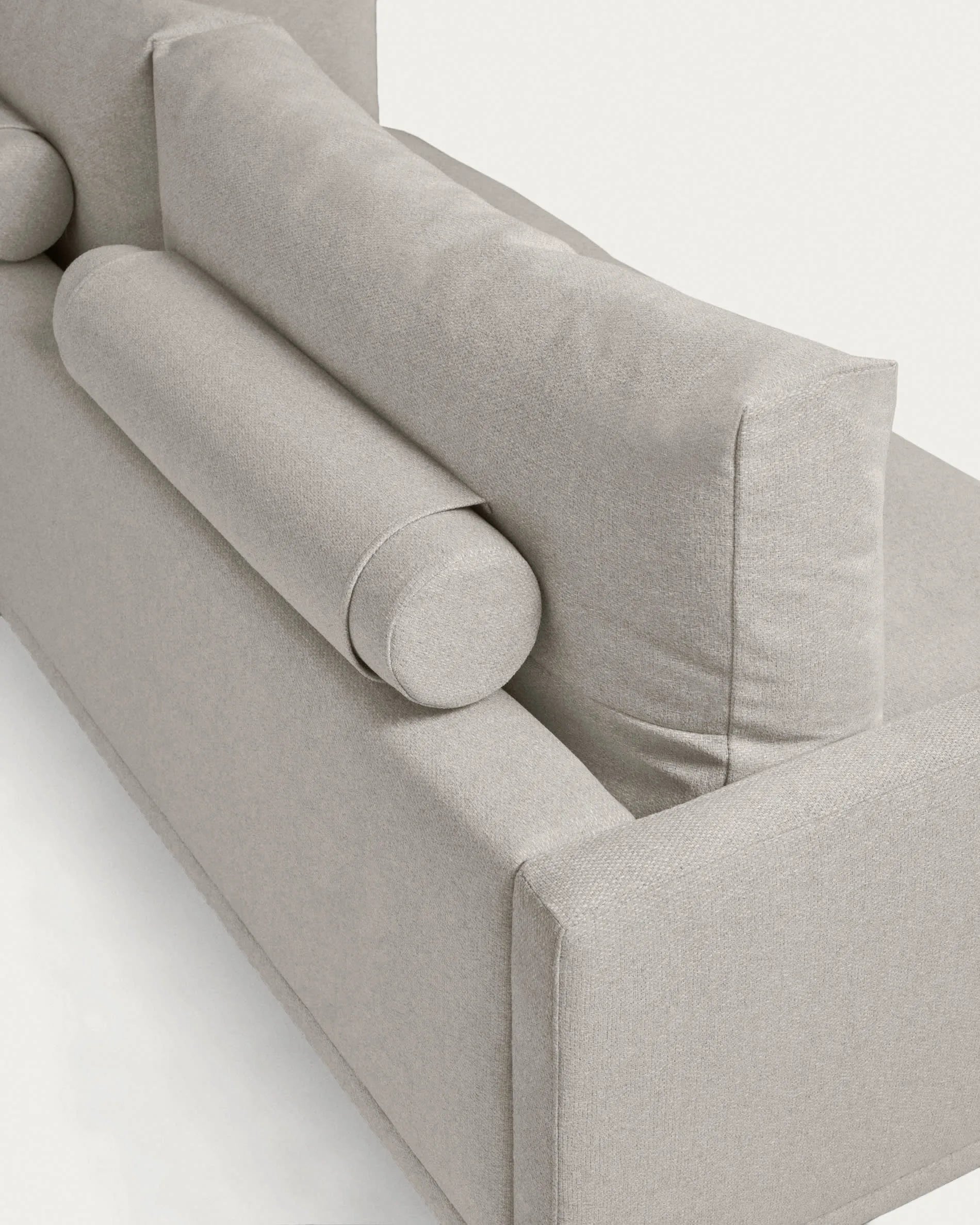 Elegantes, nachhaltiges 3-Sitzer Sofa in Beige, 214 cm breit, mit recycelter PET-Füllung für umweltbewusstes Wohnen.