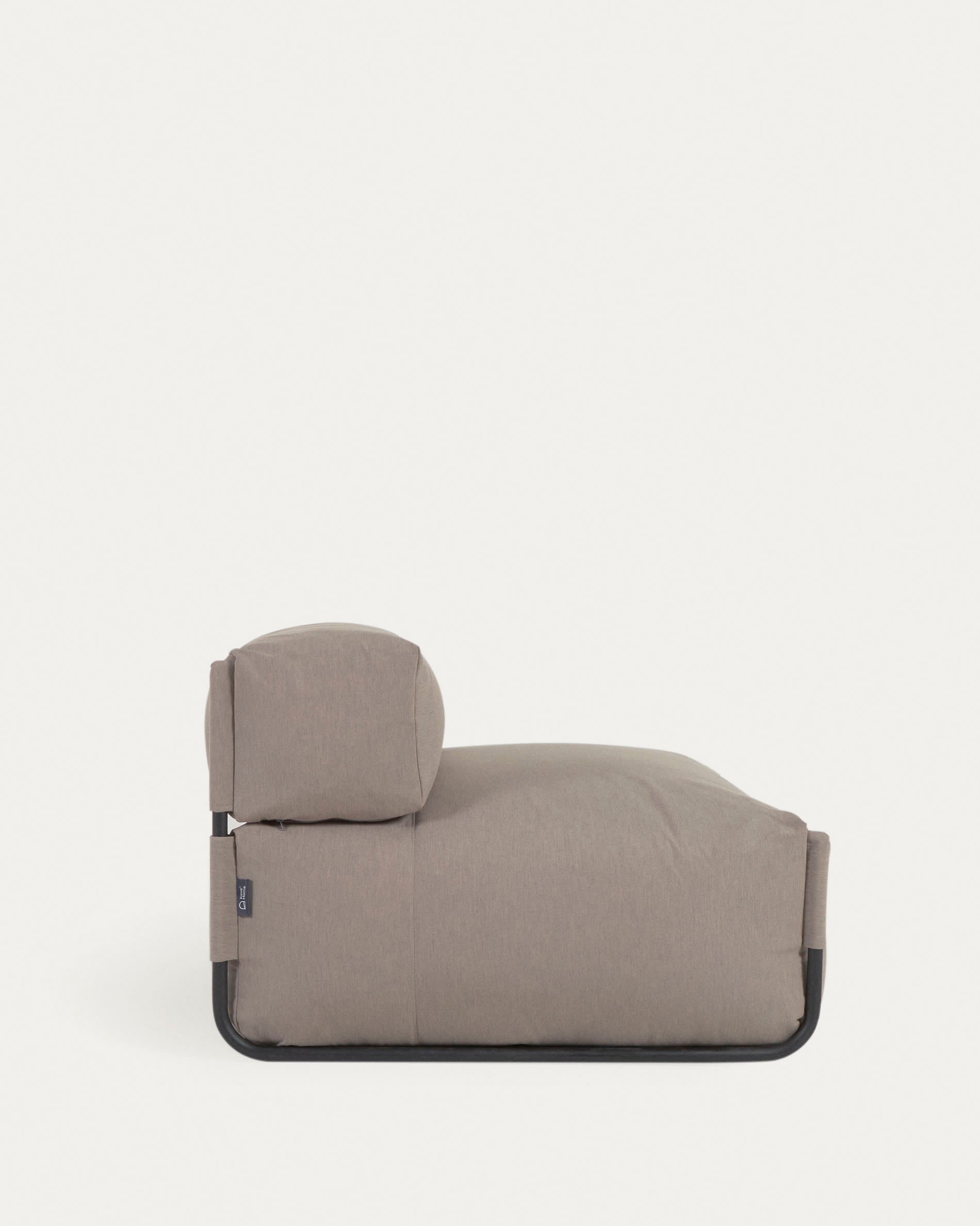 Outdoor-Modulsofa mit Rückenlehne, grünem Bezug, schwarzem Aluminiumrahmen, 101x101cm, modern, robust und ideal für den Außenbereich.