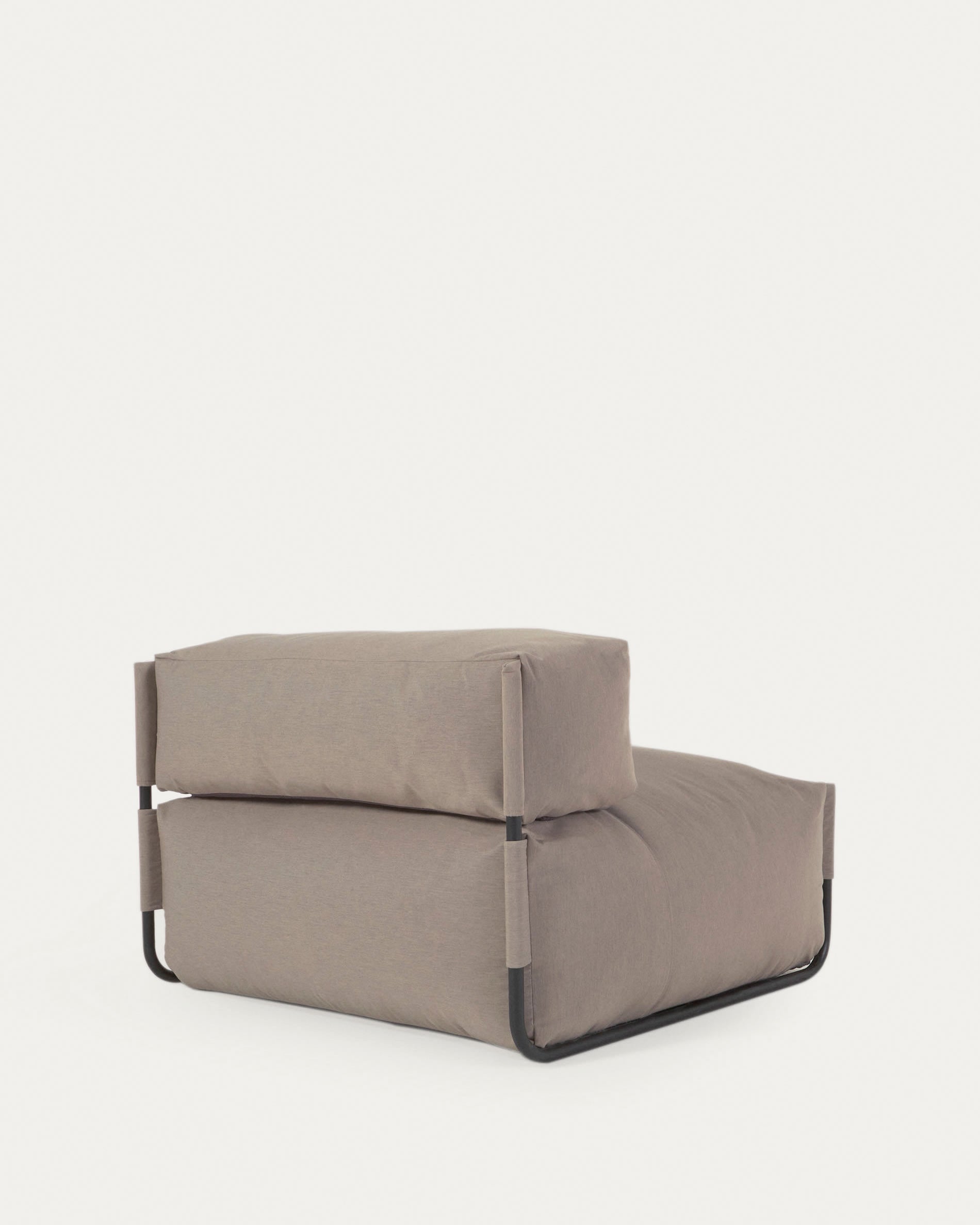 Outdoor-Modulsofa mit Rückenlehne, grünem Bezug, schwarzem Aluminiumrahmen, 101x101cm, modern, robust und ideal für den Außenbereich.