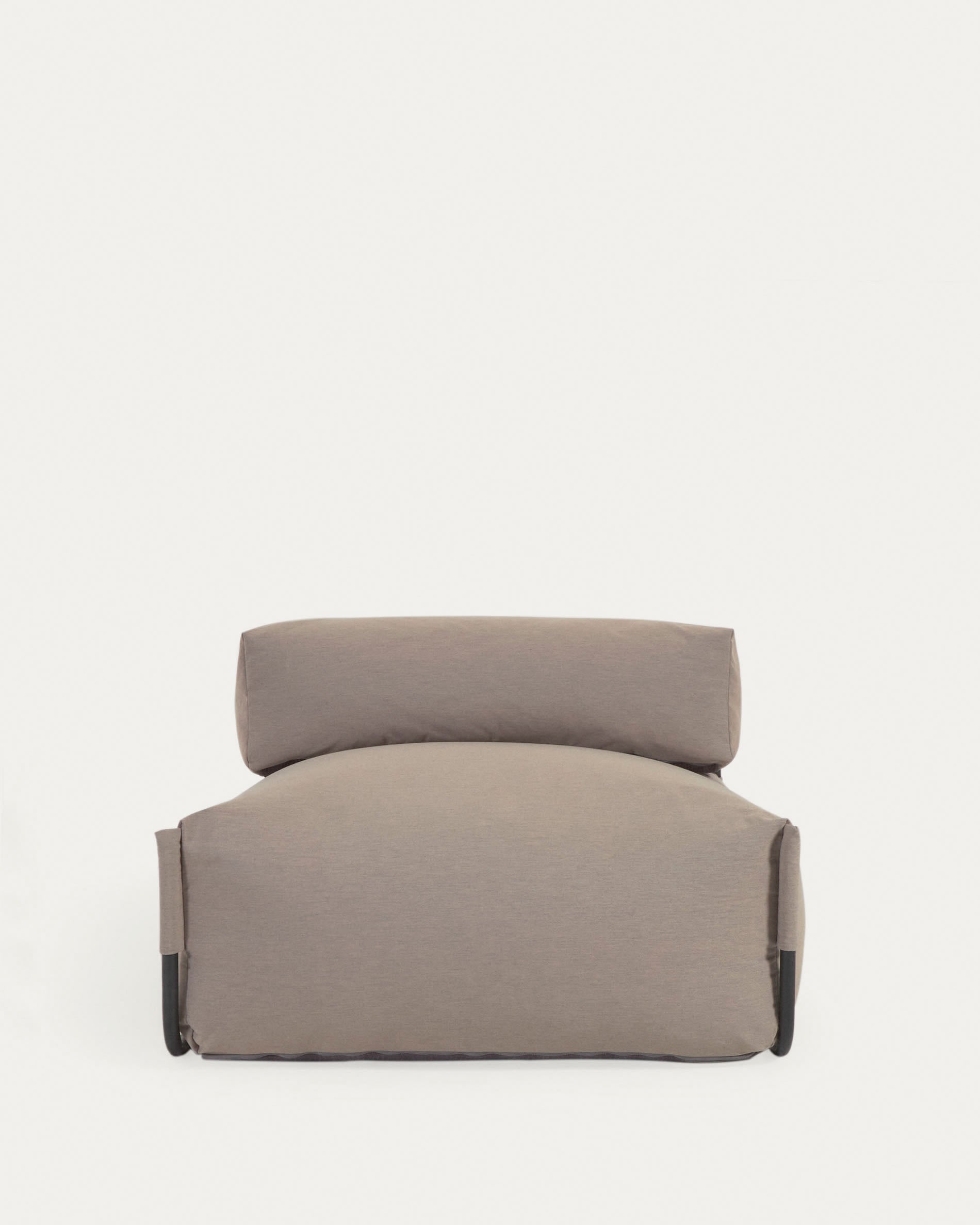 Modulares Outdoor-Sofa mit Rückenlehne, grünem Bezug, schwarzem Aluminiumrahmen, 101x101cm, stilvoll, langlebig und wetterfest.