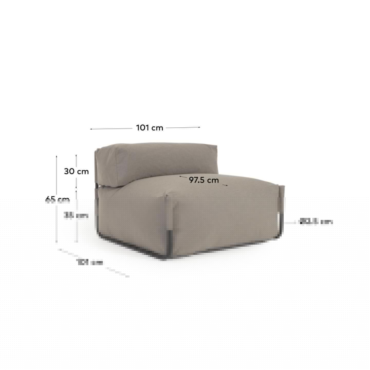 Outdoor-Modulsofa mit Rückenlehne, grünem Bezug, schwarzem Aluminiumrahmen, 101x101cm, modern, robust und ideal für den Außenbereich.