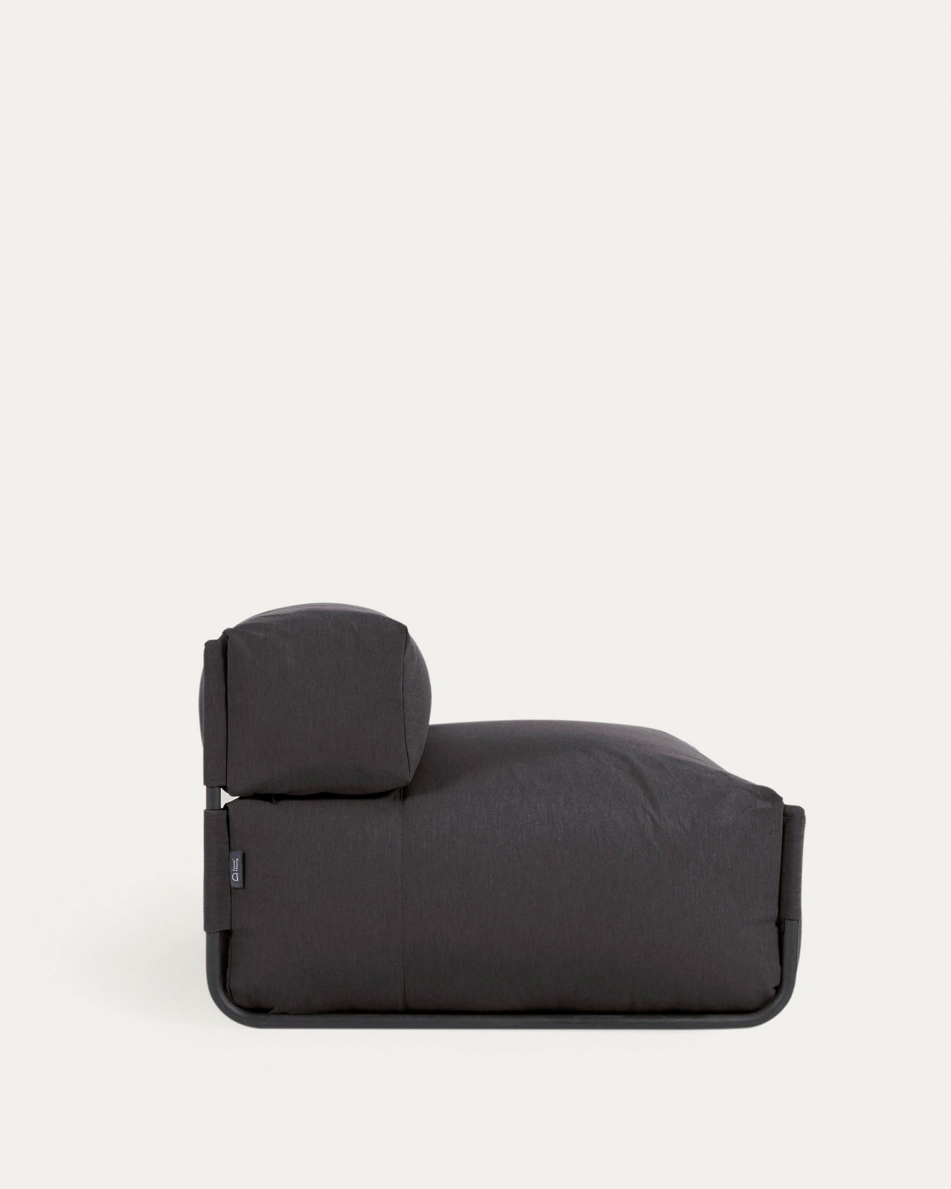 Elegantes, wetterfestes Outdoor-Pouf in Dunkelgrau mit ergonomischer Rückenlehne. Ideal für stilvolle Entspannung im Freien auf Terrasse oder Balkon.
