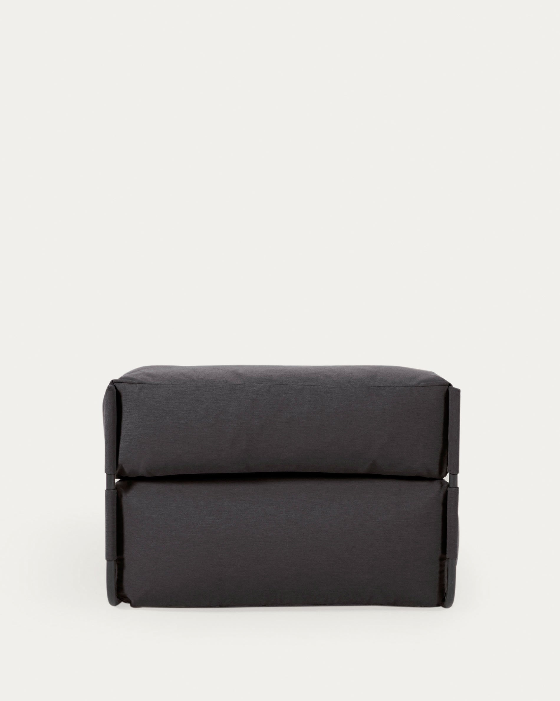 Elegantes, wetterfestes Outdoor-Pouf in Dunkelgrau mit ergonomischer Rückenlehne. Ideal für stilvolle Entspannung im Freien auf Terrasse oder Balkon.