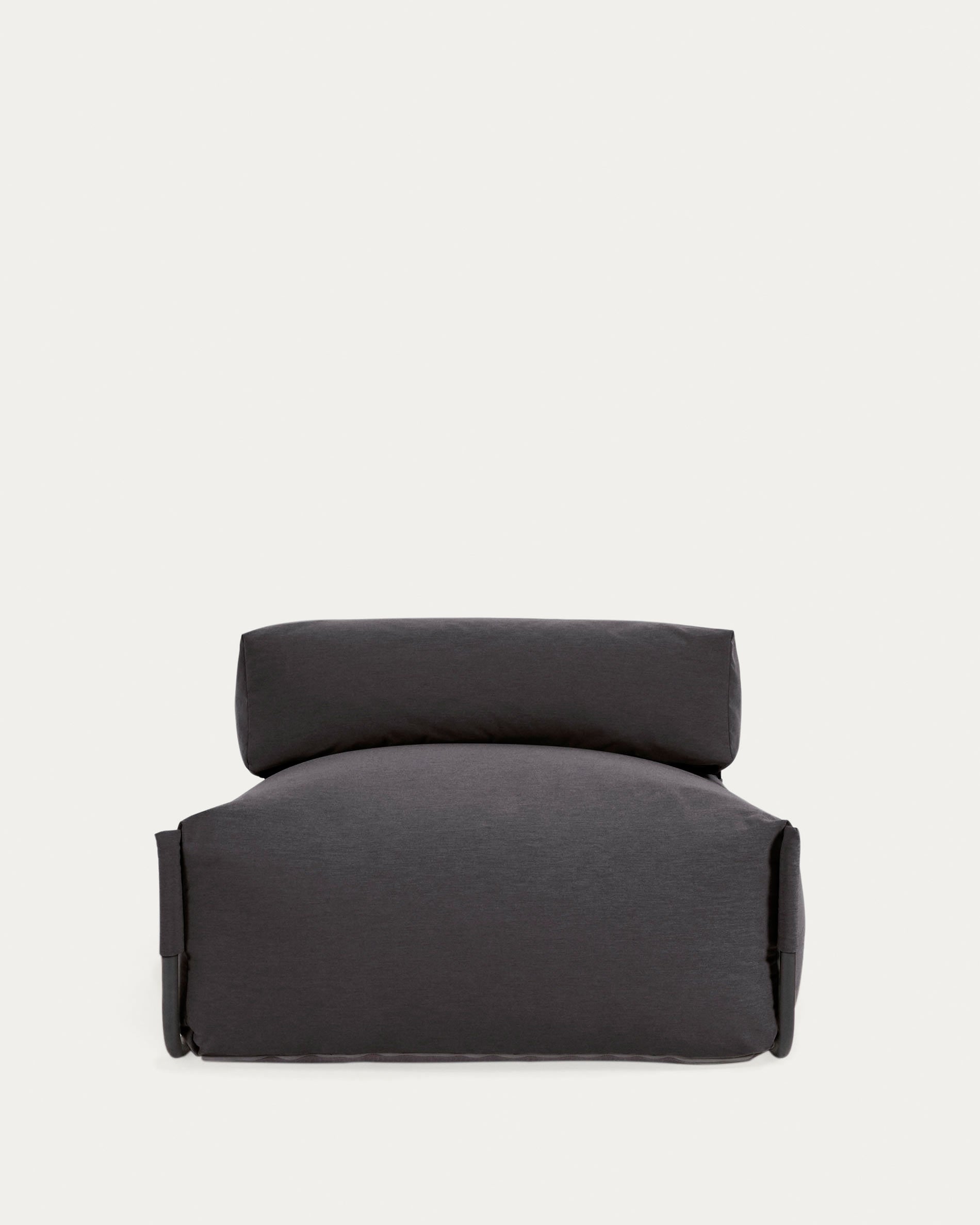 Elegantes, wetterfestes Outdoor-Pouf in Dunkelgrau mit ergonomischer Rückenlehne. Ideal für stilvolle Entspannung im Freien auf Terrasse oder Balkon.