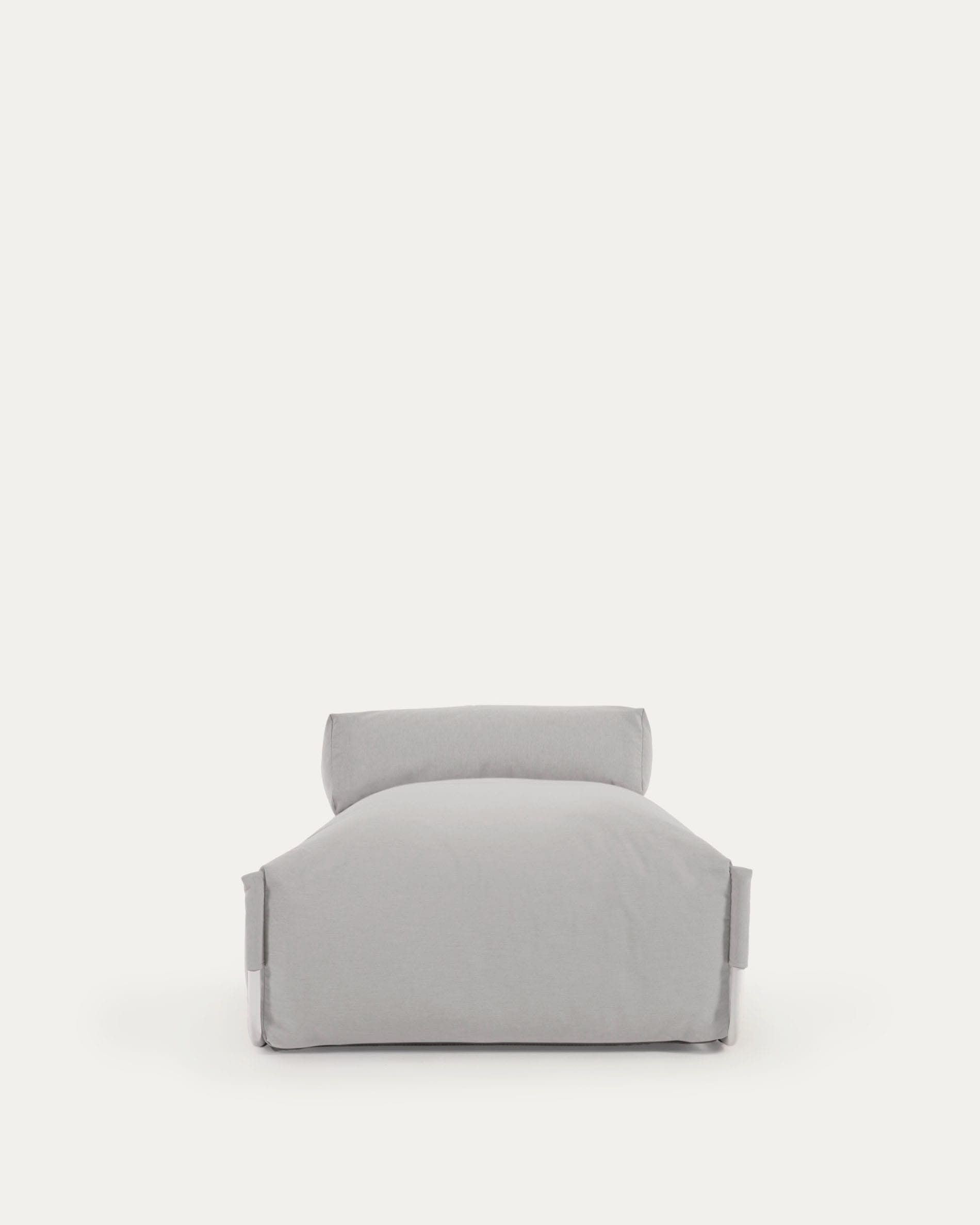 Modulares Outdoor-Sofa mit hellgrauem Stoff und weißem Aluminiumrahmen, 165x101cm, perfekt für moderne Außenbereiche.