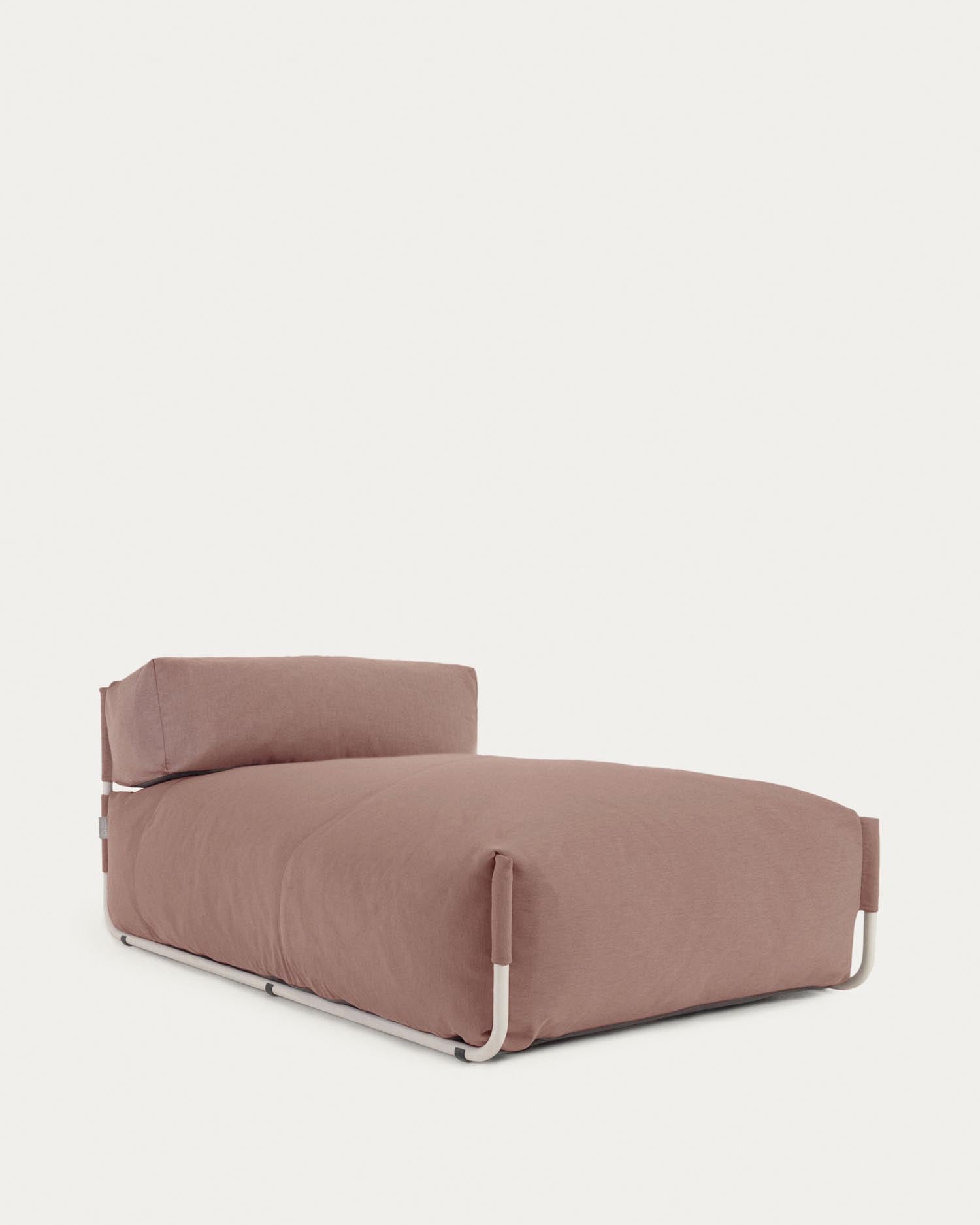 Entdecken Sie das Square Pouf Modularsofa Longue in Terrakotta mit Rückenlehne. Ideal für Ihren Outdoor-Bereich, wetterfest und stilvoll!