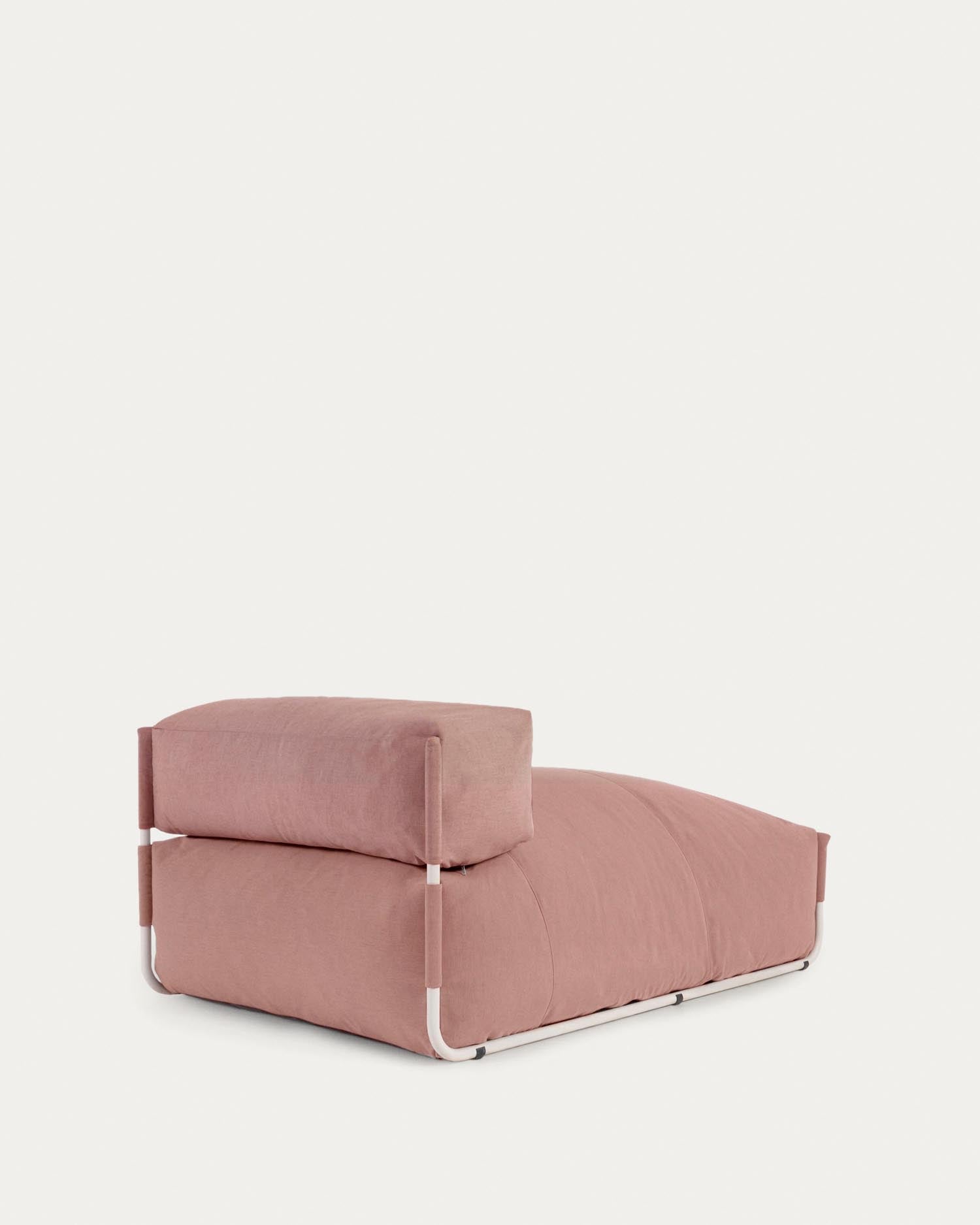 Elegantes, wetterfestes Terrakotta-Sofa mit weißem Alurahmen, ideal für stilvolle Outdoor-Entspannung.