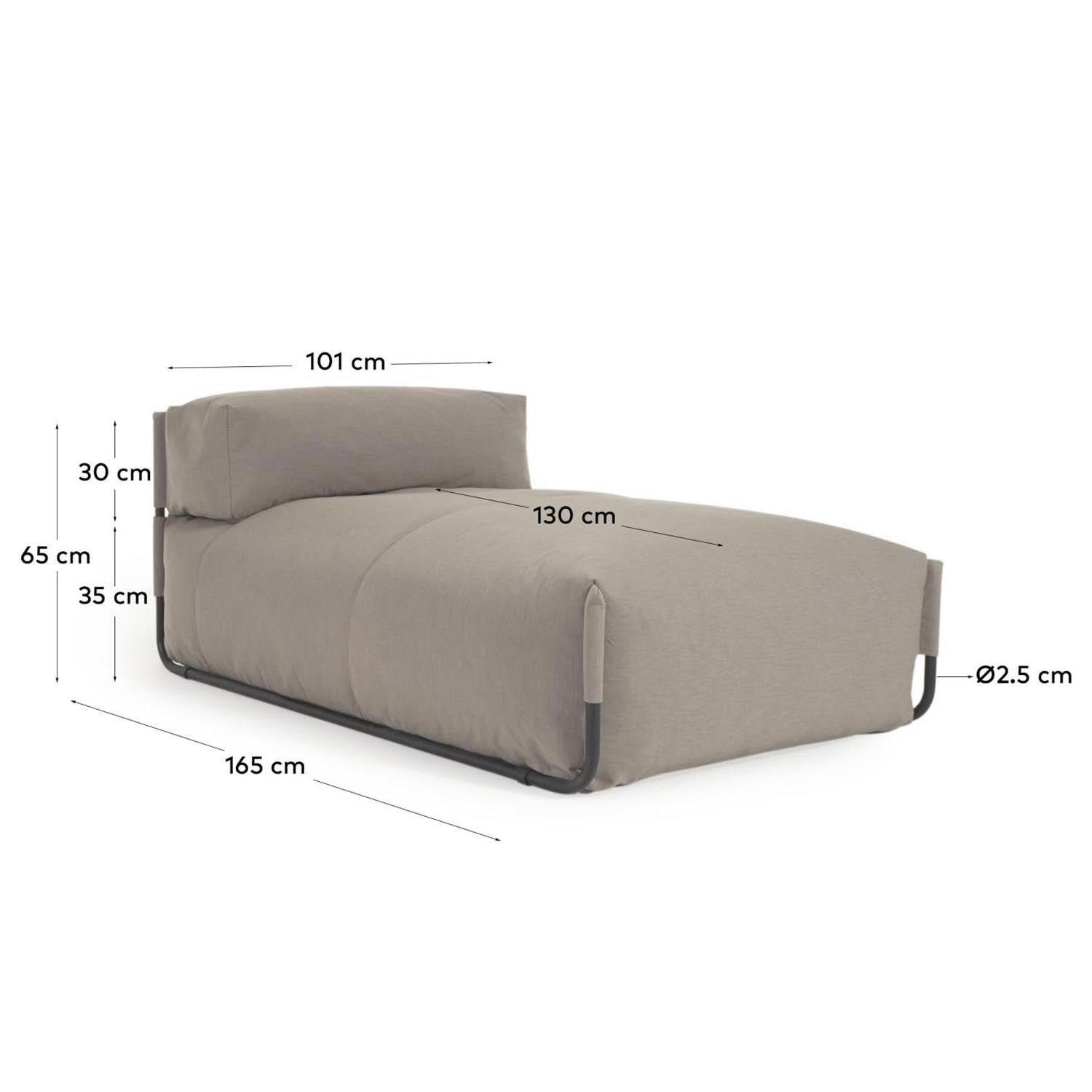 Square Pouf Modularsofa longue m. Rückenlehne 100% outdoor grün und Alu schwarz 165x101 cm in Grün präsentiert im Onlineshop von KAQTU Design AG. Lounge Sofa ist von Kave Home