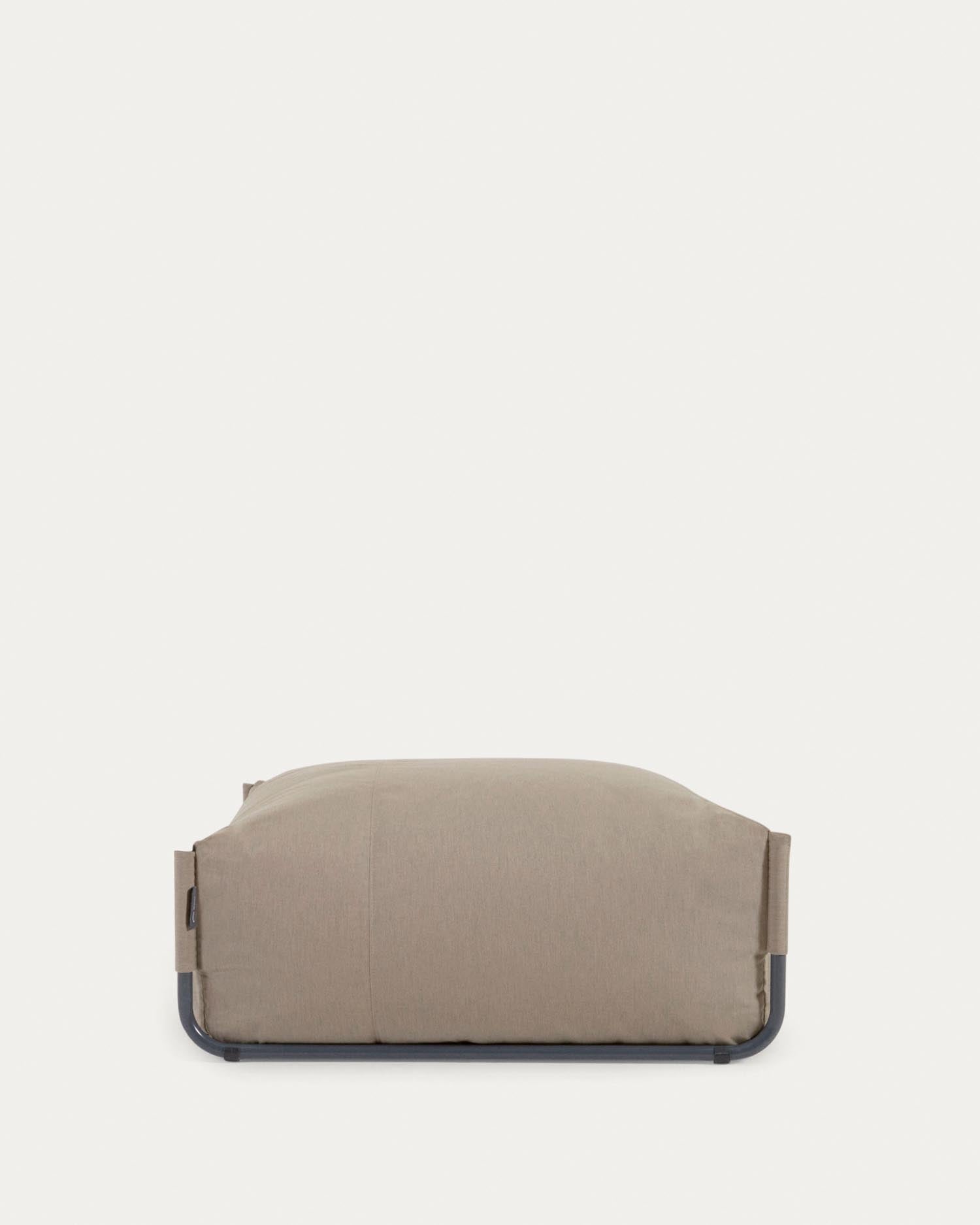 Modulares Outdoor-Sofa-Pouf, 101x101 cm, grün, schwarzer Aluminiumrahmen, wetterfest, stilvoll, von Kave Home.