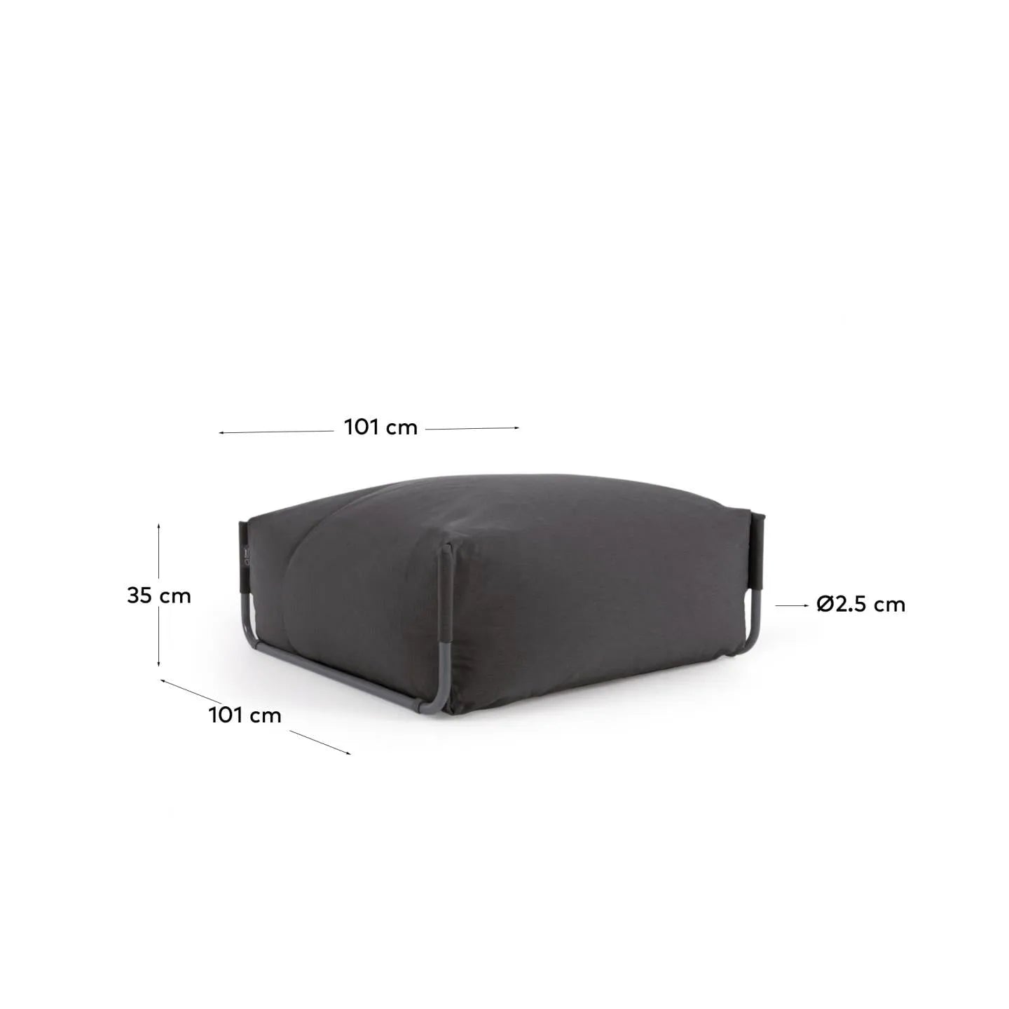 Outdoor-Modulsofa von Kave Home, 101x101 cm, dunkelgrau, robustes Aluminium, wetterfest, ideal für Garten oder Terrasse.