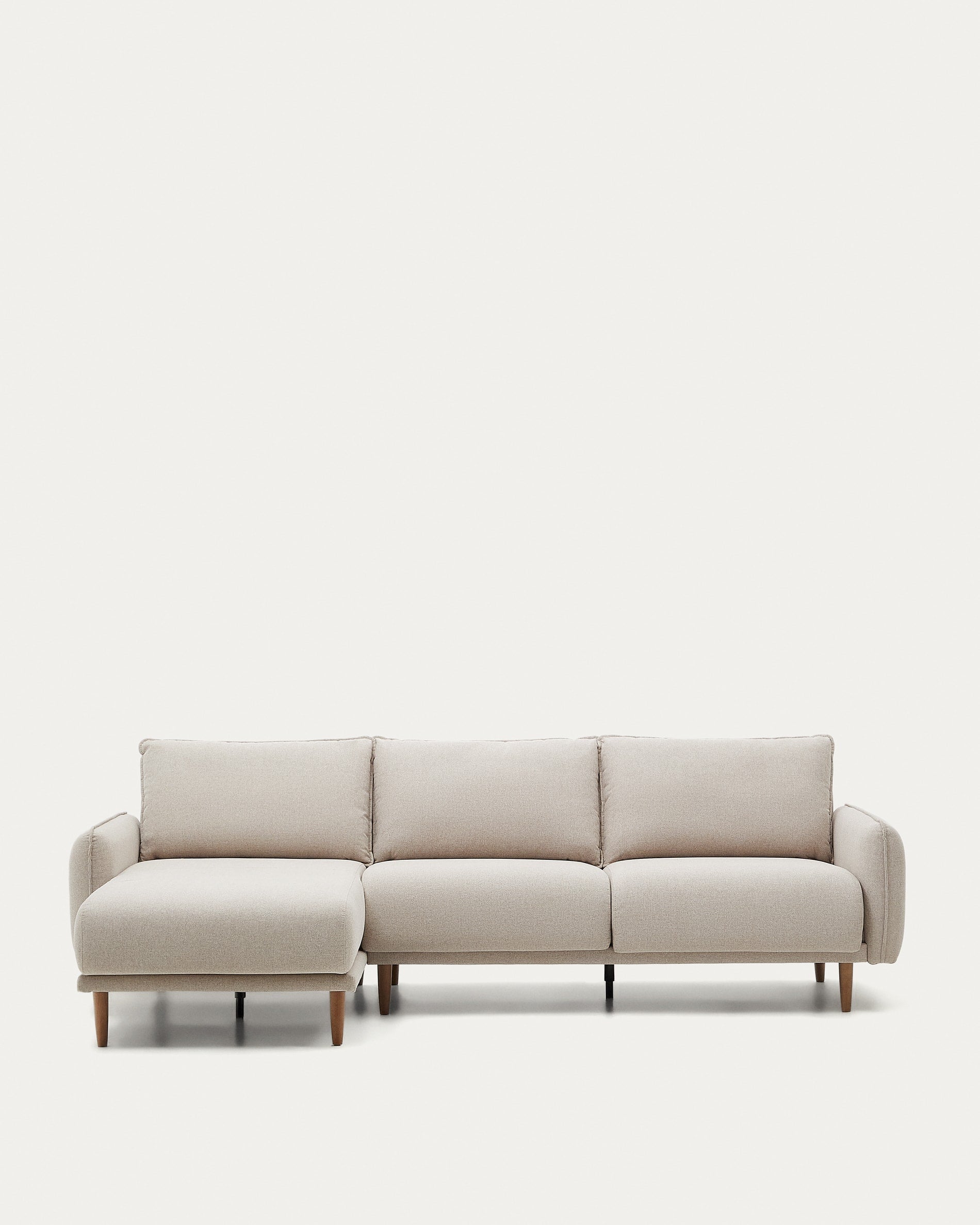 Elegantes Carlota 3-Sitzer-Sofa mit Chaiselongue, beige, 262 cm, FSC-zertifiziert, nachhaltig, anpassbar, umweltfreundlich.