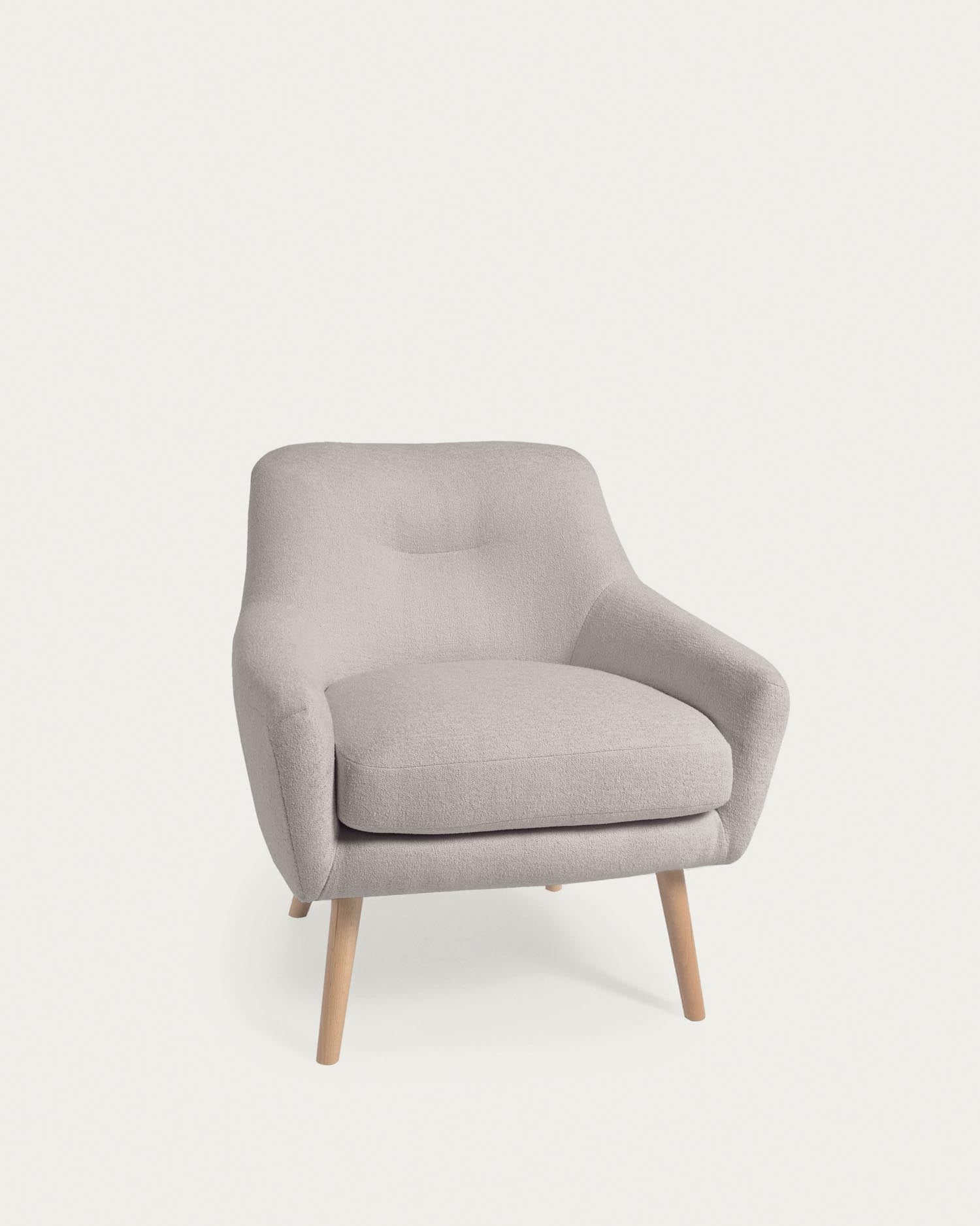 Candela Sessel Mikro-Bouclé in Grau FSC Mix Credit in Grau präsentiert im Onlineshop von KAQTU Design AG. Sessel ist von Kave Home