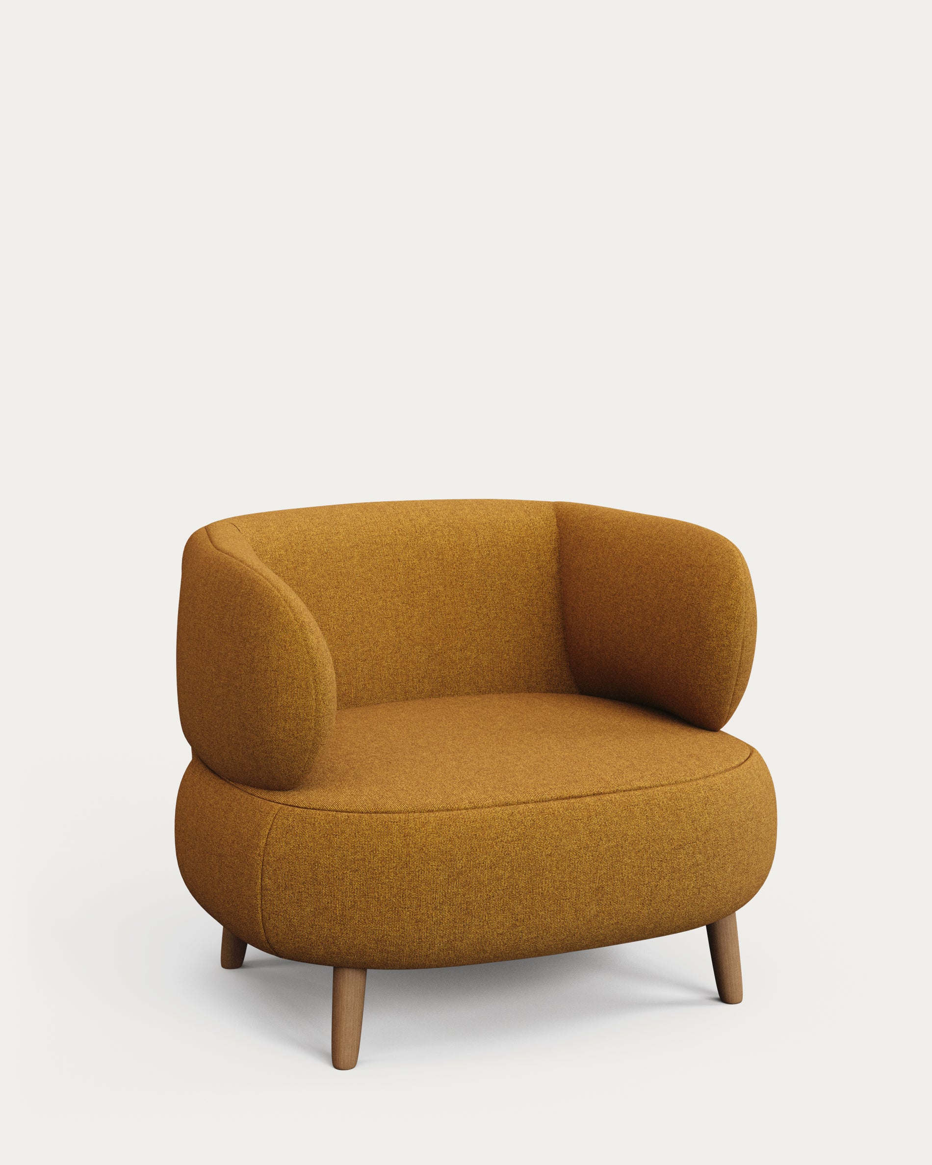 Sessel Luisa in schwer entflammbarem Lammfellimitat in Senfgelb mit Beinen aus massivem Buchenholz, 90 cm in Senfgelb präsentiert im Onlineshop von KAQTU Design AG. Sessel ist von Kave Home