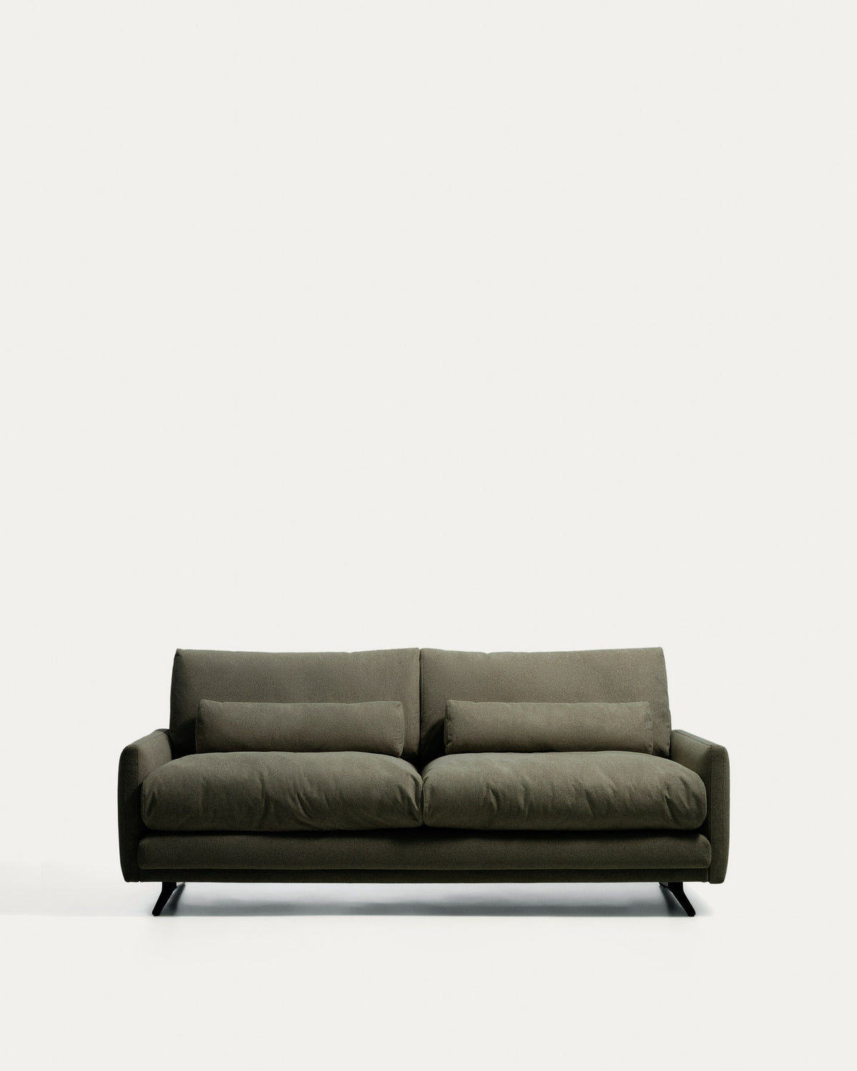 2-Sitzer-Sofa Veliro, schwer entflammbar, in Dunkelgrün mit Stahlbeinen mit schwarzem Fini in Dunkelgrün präsentiert im Onlineshop von KAQTU Design AG. 2er Sofa ist von Kave Home