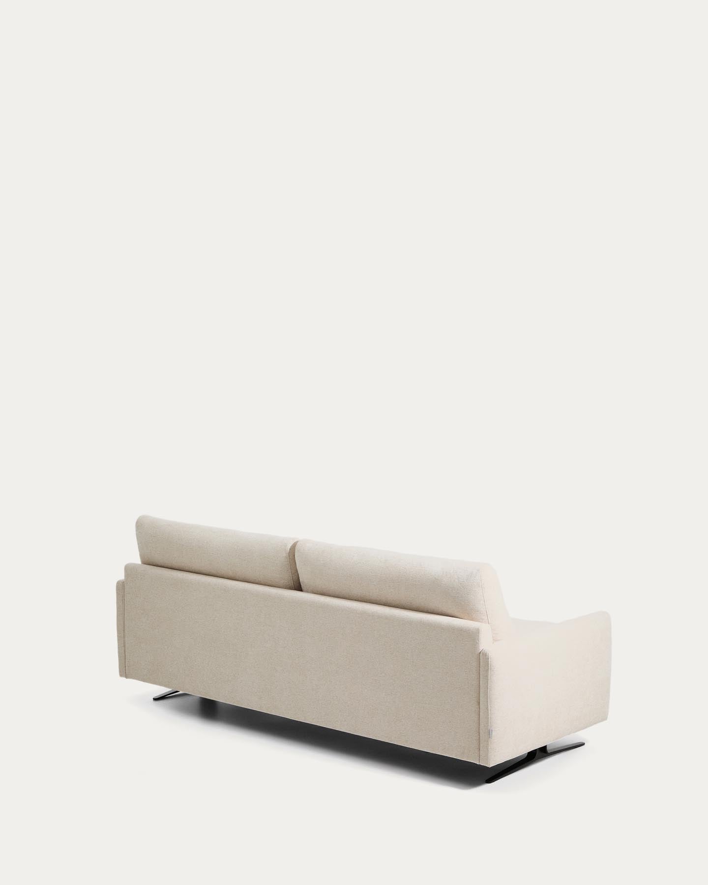 2-Sitzer-Sofa Veliro aus beiger Chenille mit schwarzen Stahlbeinen, 210 cm FSC Mix Credit in Beige präsentiert im Onlineshop von KAQTU Design AG. 2er Sofa ist von Kave Home