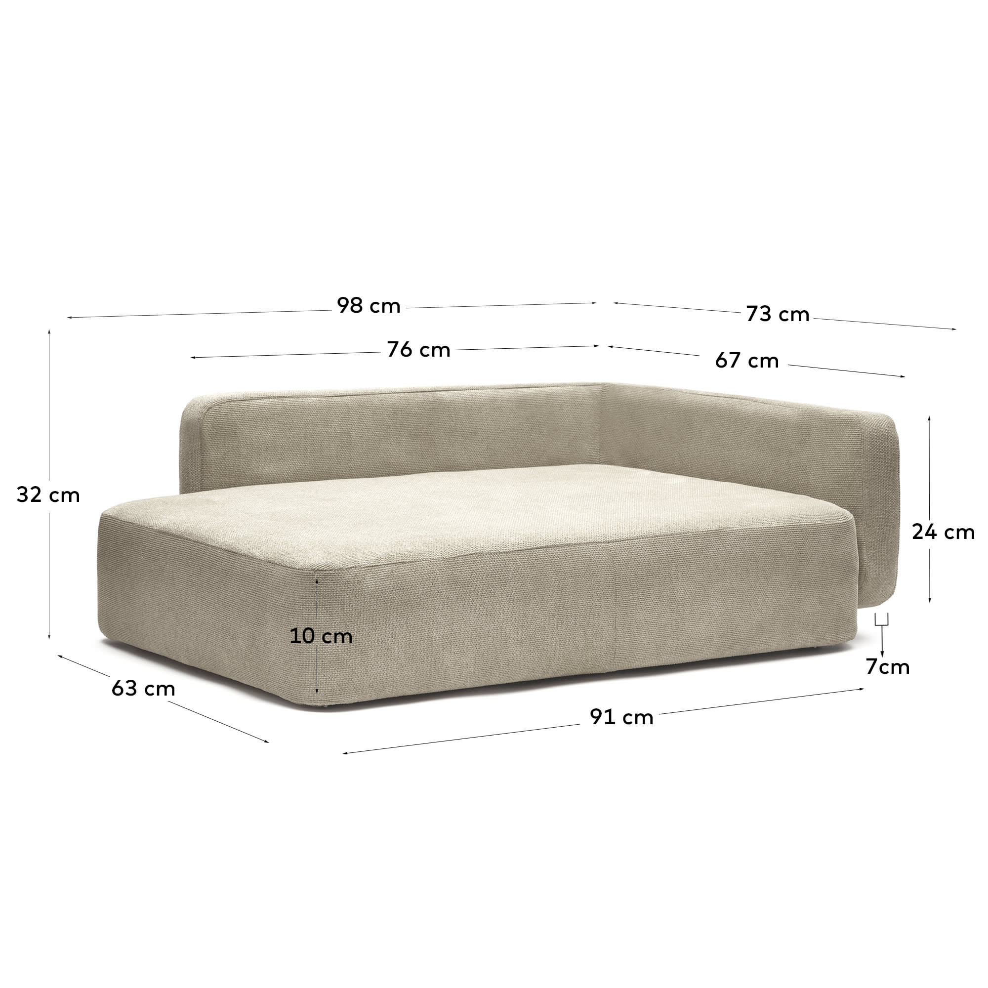 Das Bowie Haustierbett beige (73x98 cm) von Kave Home vereint Komfort und modernes Design für große Haustiere.