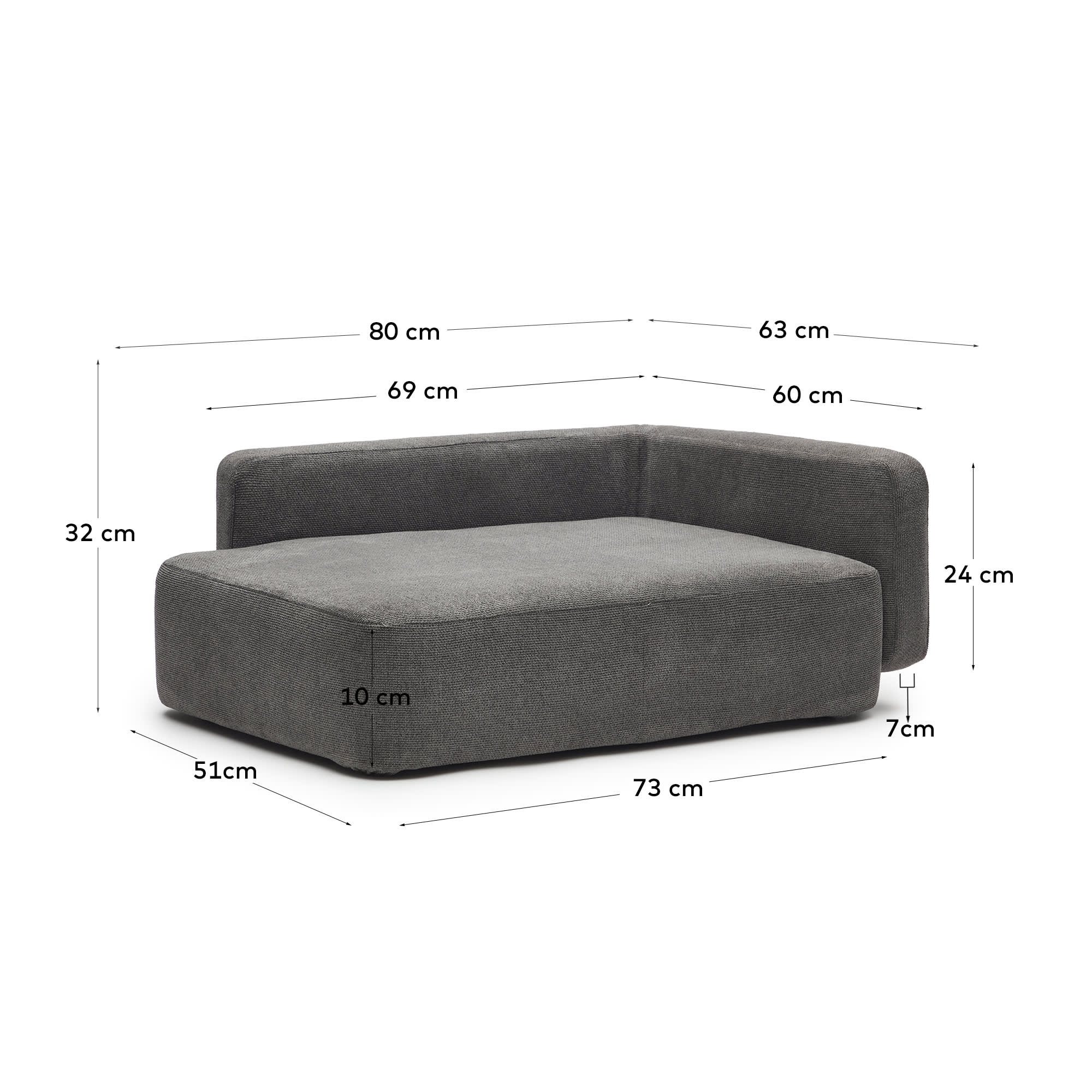 Komfortables Haustierbett Bowie in Dunkelgrau, 63x80 cm, ideal für kleine Haustiere. Stilvolles Design von Kave Home.