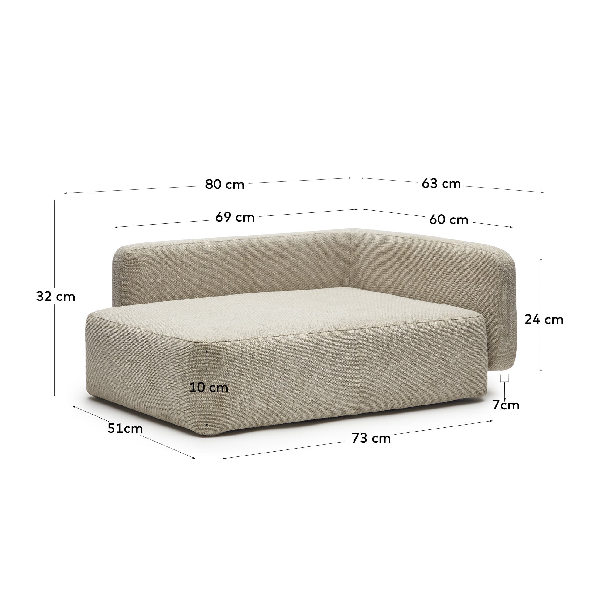 Beiger Haustierbettbezug Bowie 63x80 cm von Kave Home, ideal für kleine Betten, bietet Komfort und passt zu modernen Einrichtungsstilen.