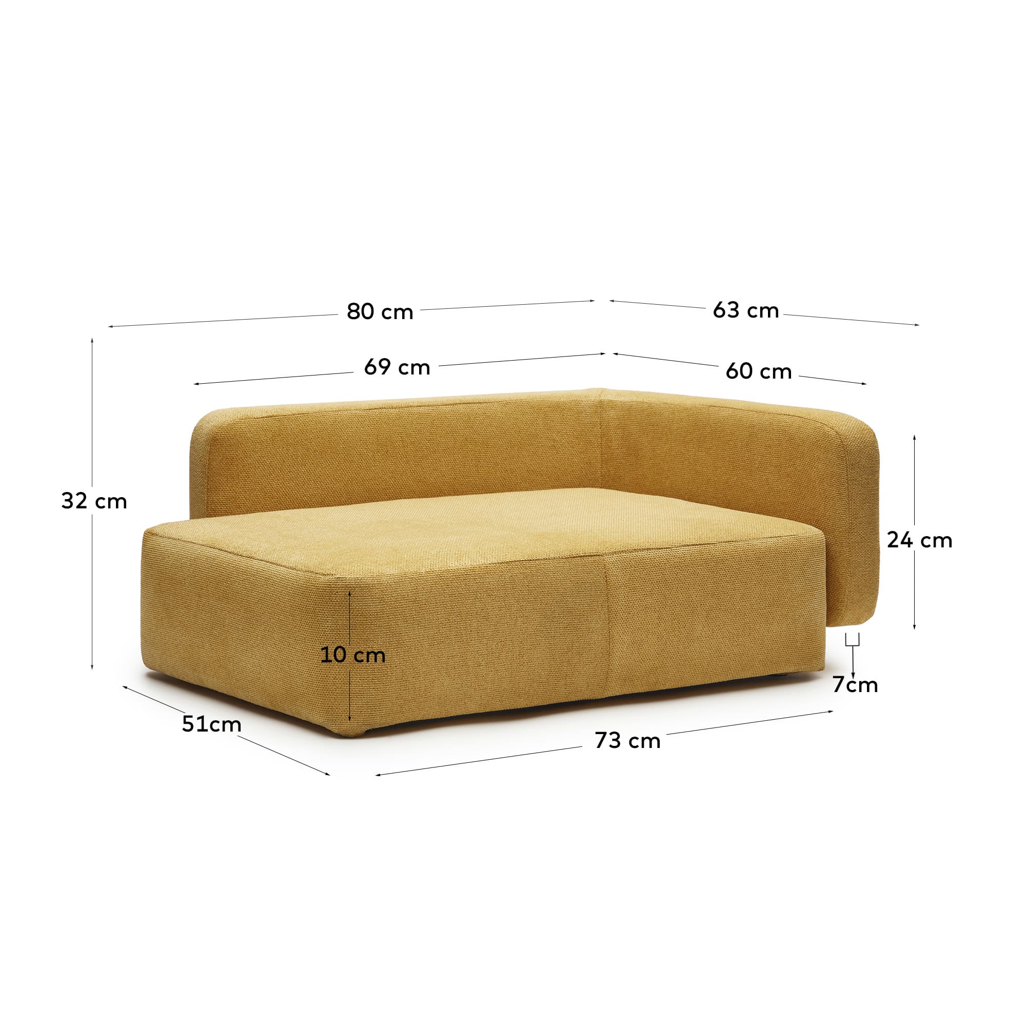 Senfgelber Bezug für kleines Haustierbett, 63x80 cm, von Kave Home. Modernes Design, bequem und ideal für stilvolle Haustierbereiche.