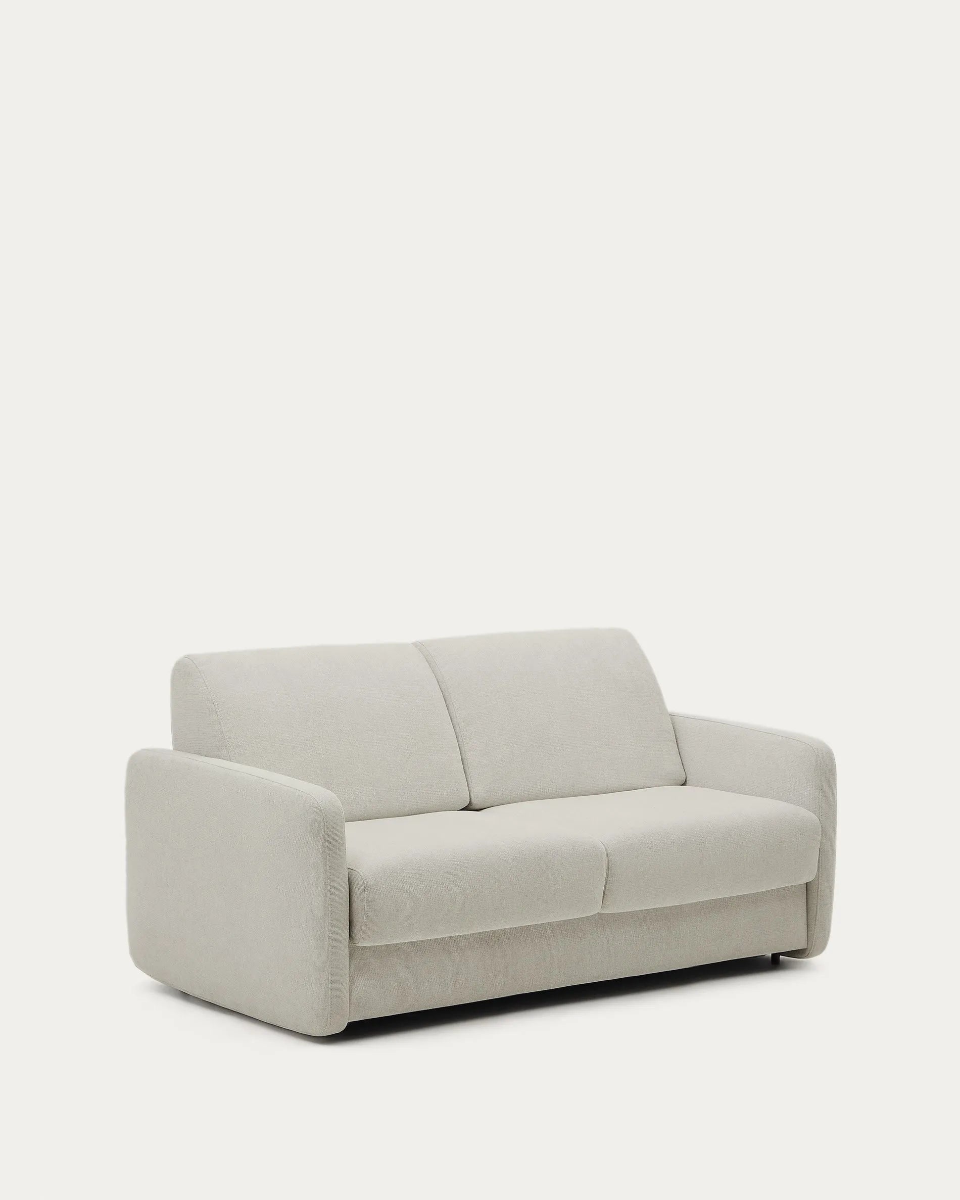 Elegantes 2-Sitzer Schlafsofa in Perlweiß mit viskoelastischer Matratze für optimalen Komfort und stilvolles Design.