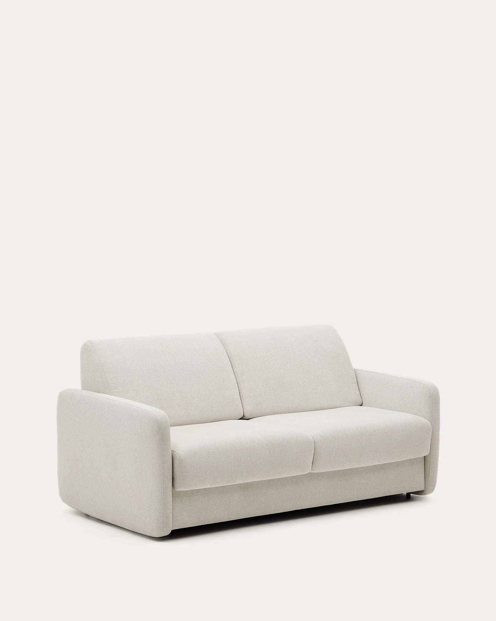 Elegantes 3-Sitzer Schlafsofa in Perlweiß mit viskoelastischer Matratze, ideal für stilvolle und komfortable Gästebewirtung.