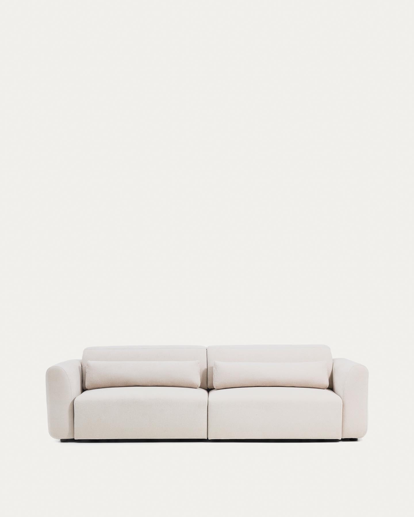 4-Sitzer-Sofa Lares mit elektrisch ausfahrbaren Sitzen und verstellbarer Kopfstütze in beiger Chenille, 290 cm in Beige präsentiert im Onlineshop von KAQTU Design AG. 4er Sofa ist von Kave Home