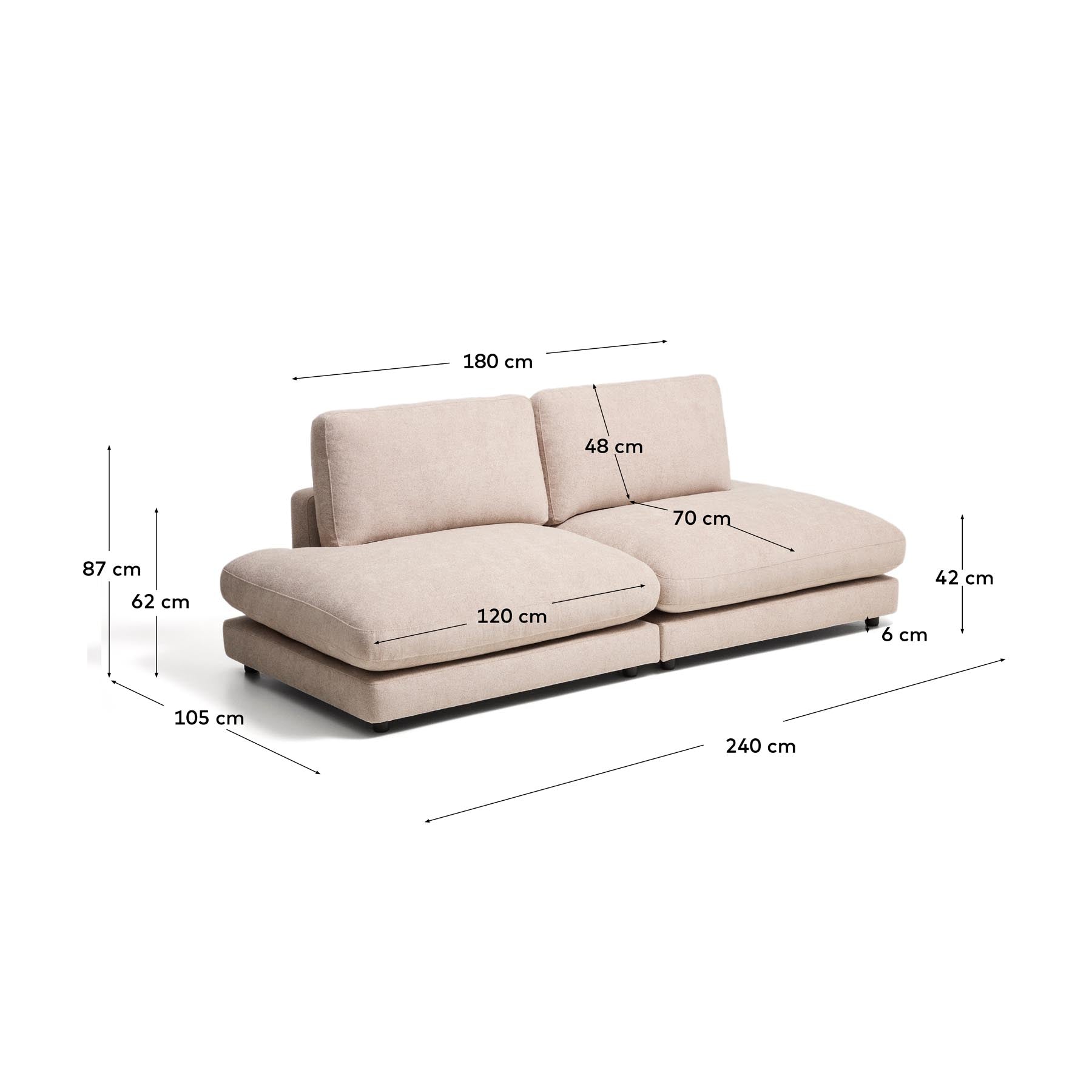 3-Sitzer-Modularsofa Gala aus beigem Microbouclé, FSC Mix Credit, 240 cm in Beige präsentiert im Onlineshop von KAQTU Design AG. 3er Sofa ist von Kave Home