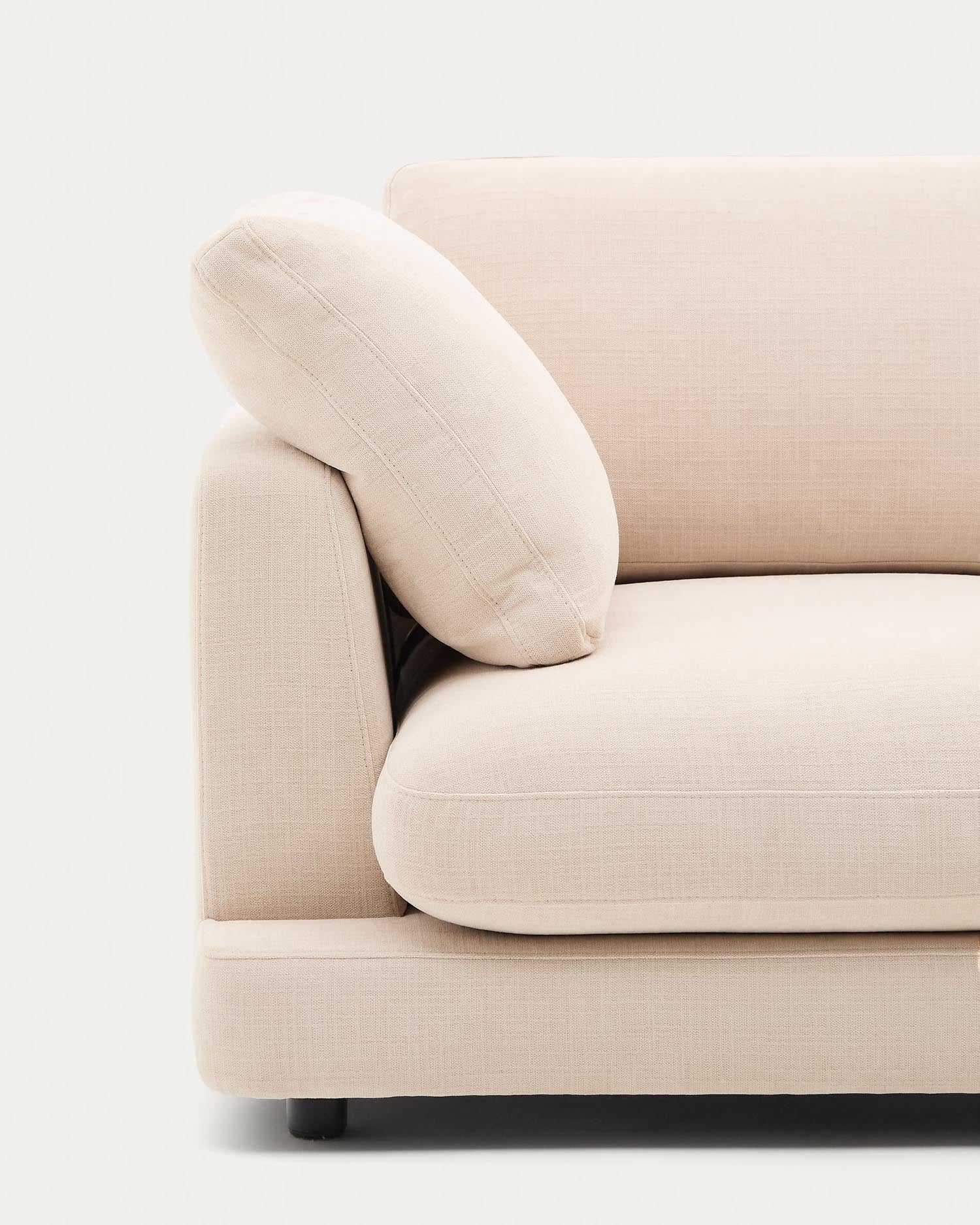 Elegantes 4-Sitzer-Sofa aus beigem Chenille, 300 cm breit, nachhaltig mit FSC-Mix, ideal für zeitgemäßes Wohnen.