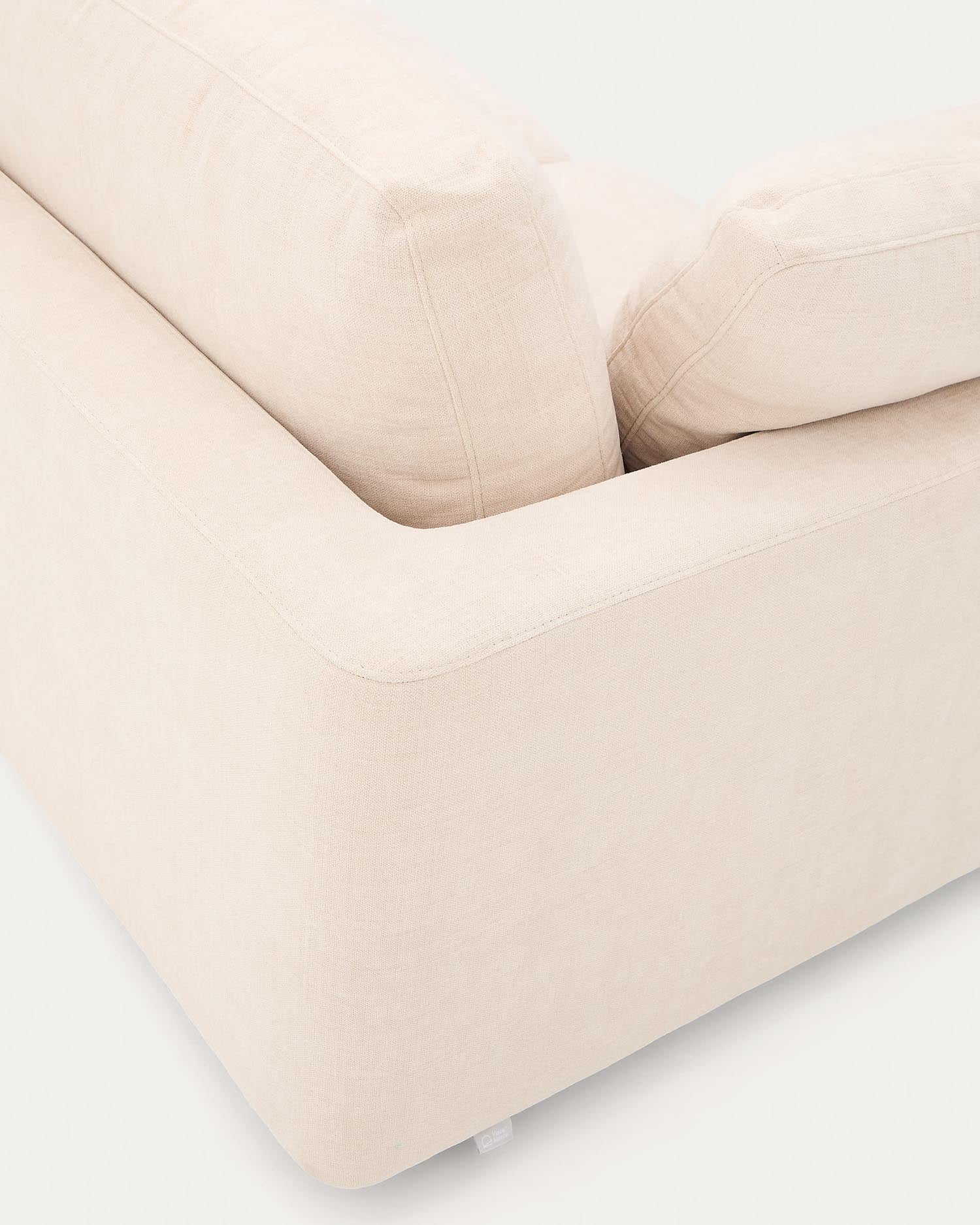 Elegantes 4-Sitzer-Sofa in Beige, aus weichem Chenille, 300 cm breit, FSC-zertifiziert, für stilvollen Komfort.