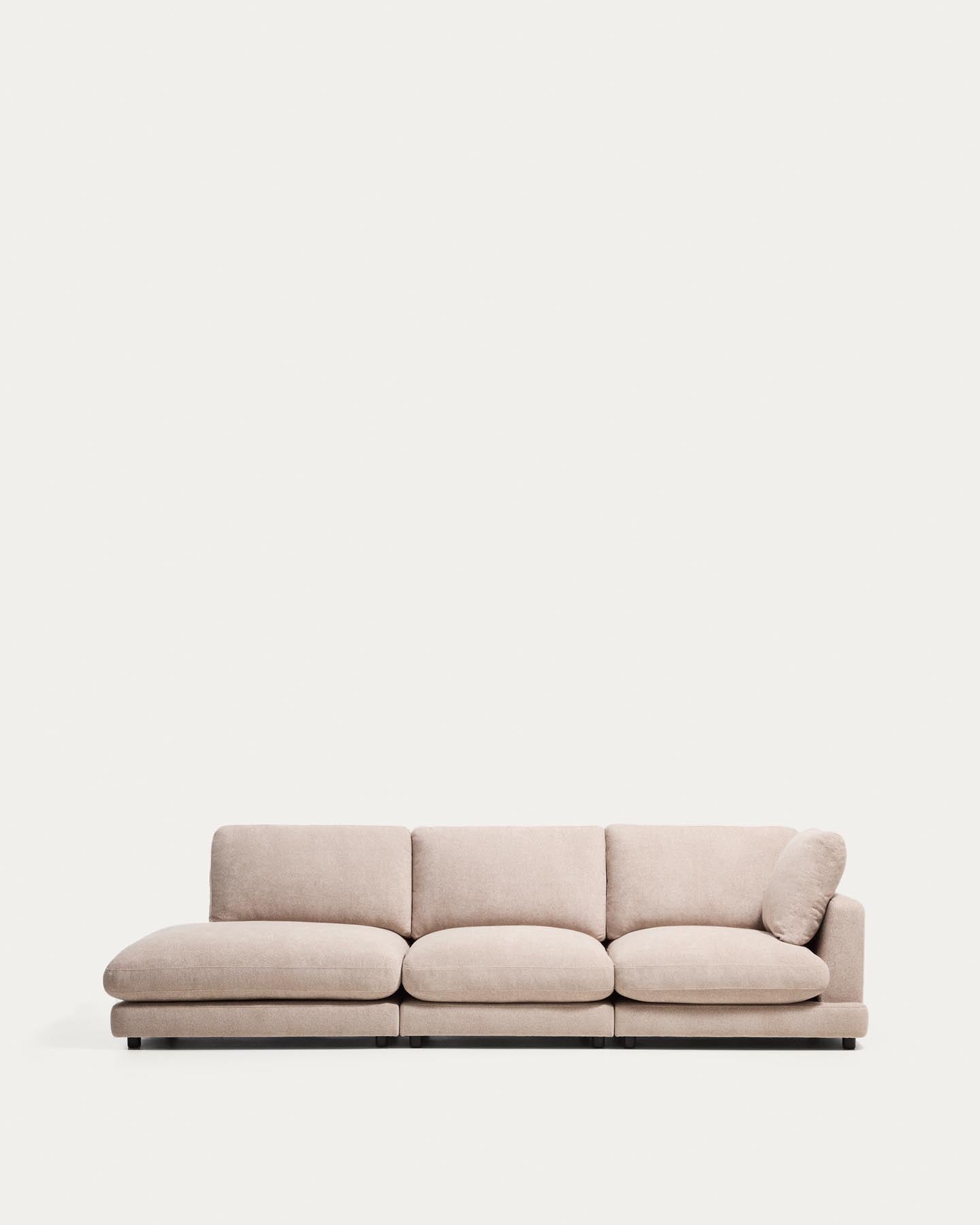 4-Sitzer-Modularsofa Gala mit Randmodul links aus beigem Microbouclé, FSC Mix Credit, 315 cm in Beige präsentiert im Onlineshop von KAQTU Design AG. 4er Sofa ist von Kave Home