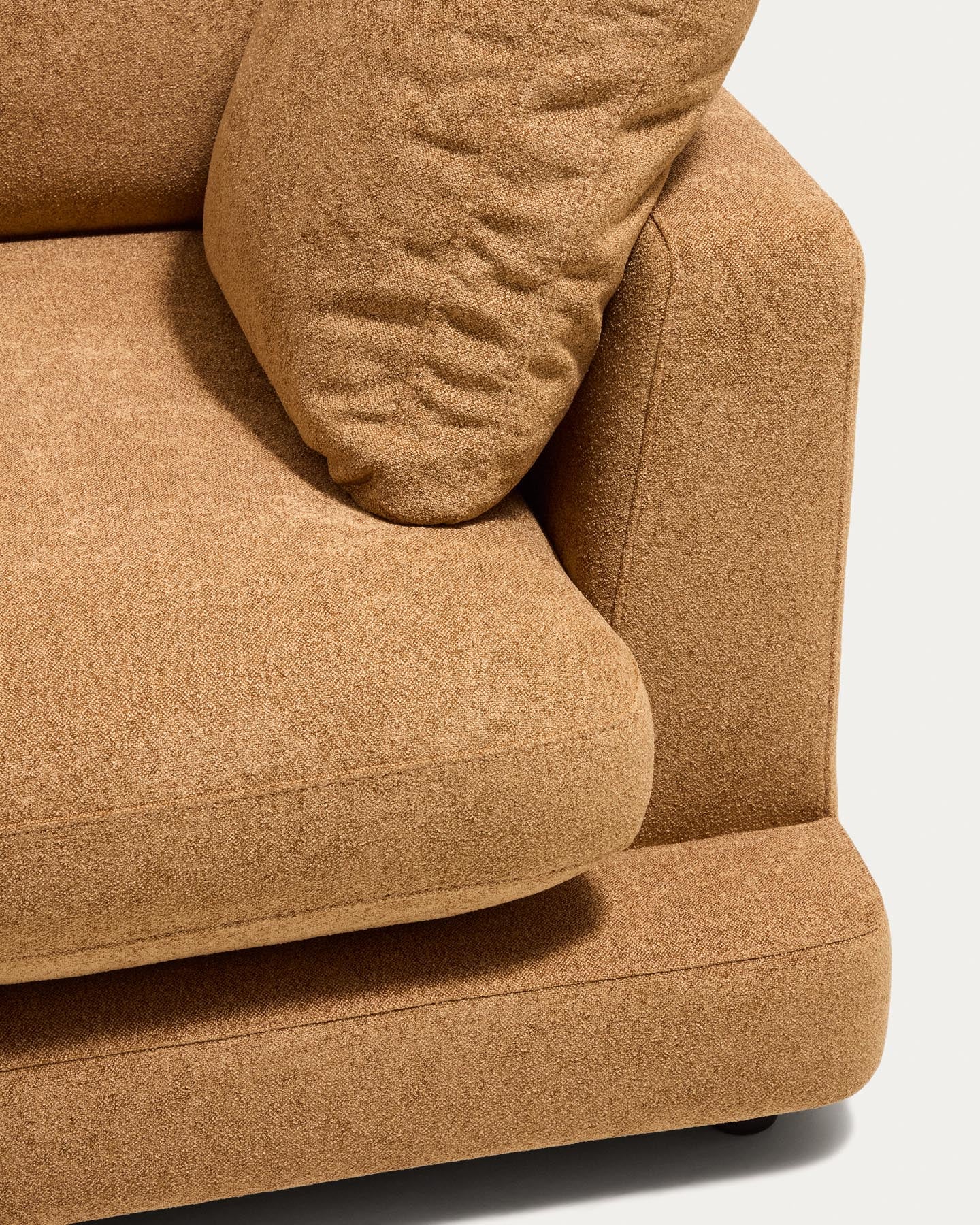 4-Sitzer-Modularsofa Gala mit Randmodul links aus senfgelbem Microbouclé, FSC Mix Credit, 315 cm in Senfgelb präsentiert im Onlineshop von KAQTU Design AG. 4er Sofa ist von Kave Home